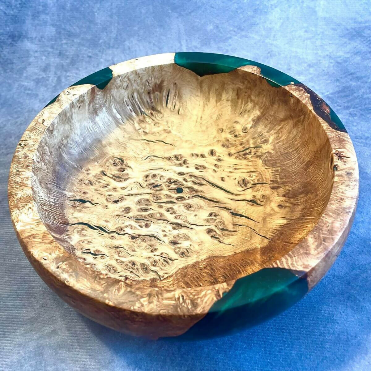 English Oak Burr and Green Resin Hybrid Bowl