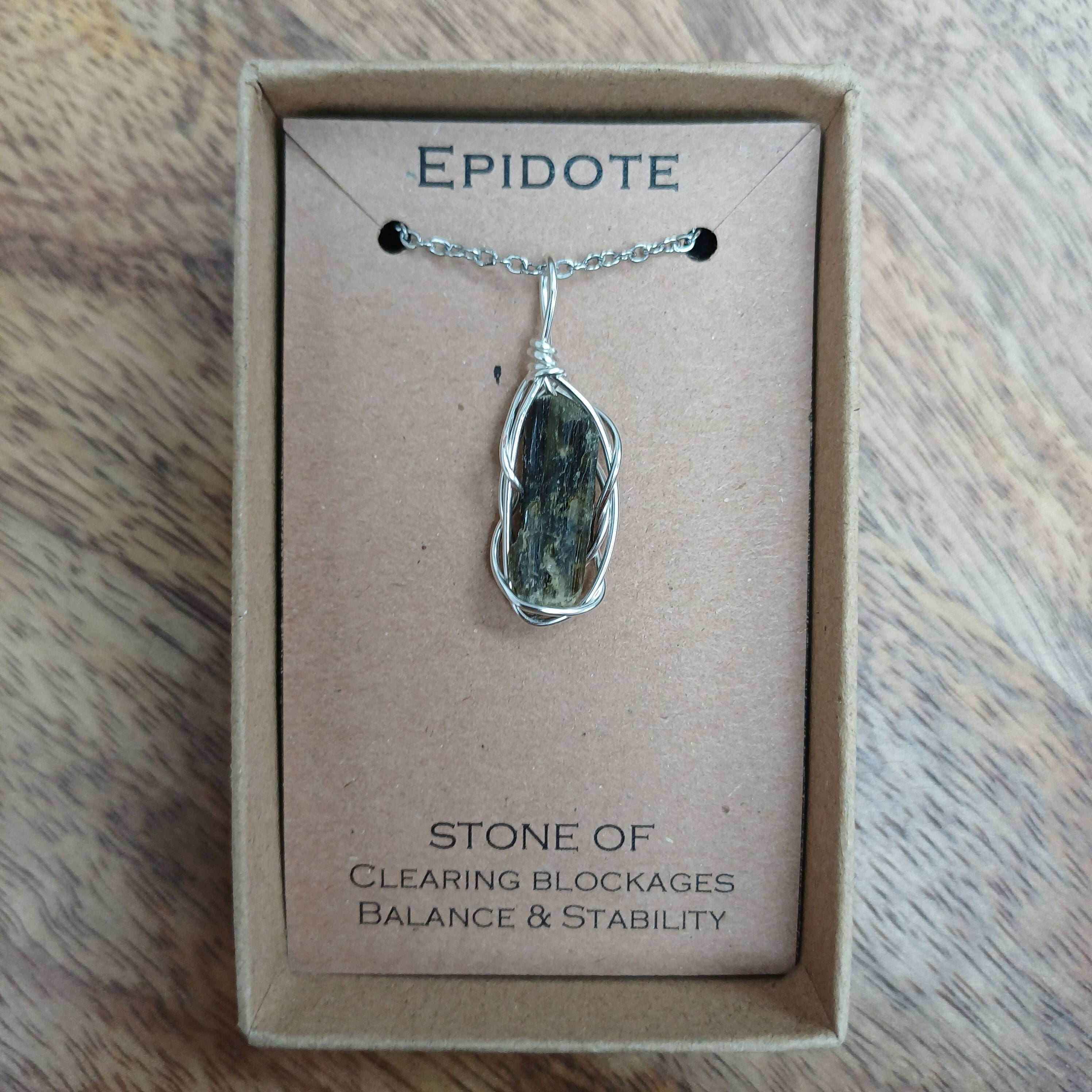 Epidote Wire Wrapped Pendant
