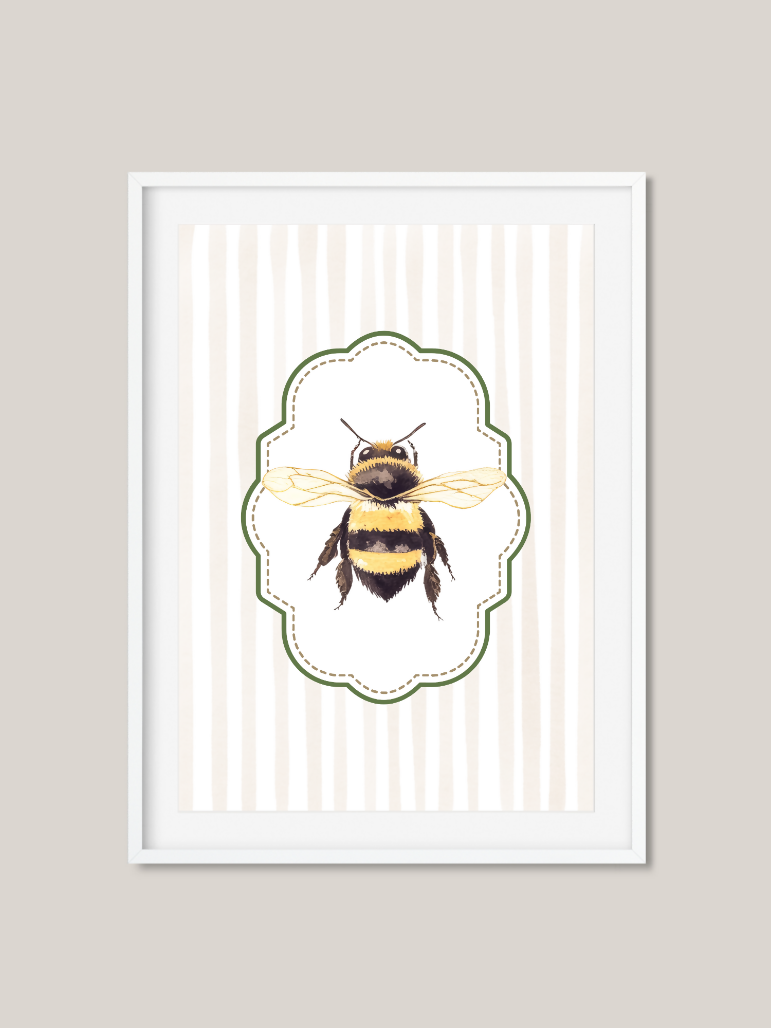 Striped Coquette Bee Art Print