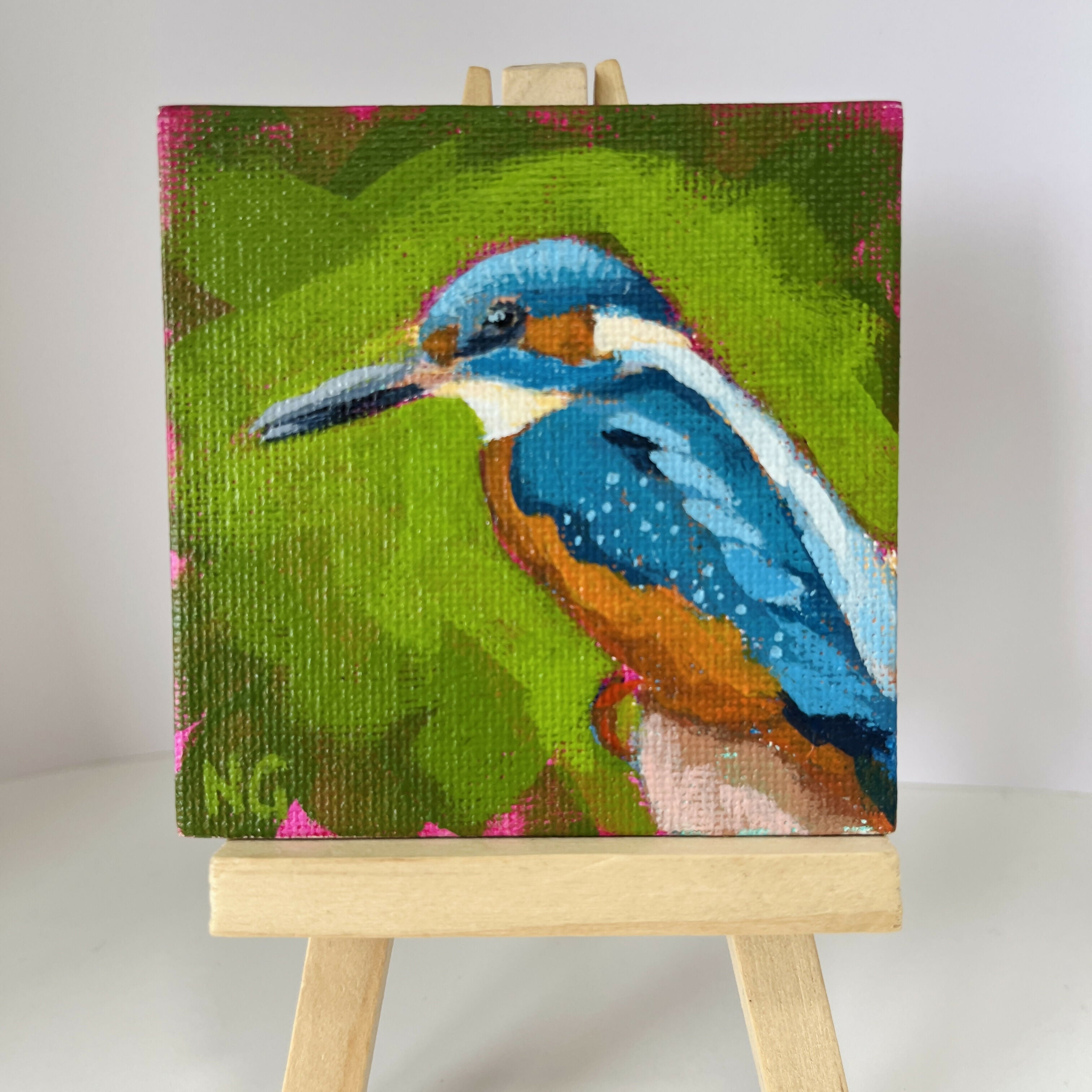 Hand Painted Kingfisher Mini Canvas Magnet
