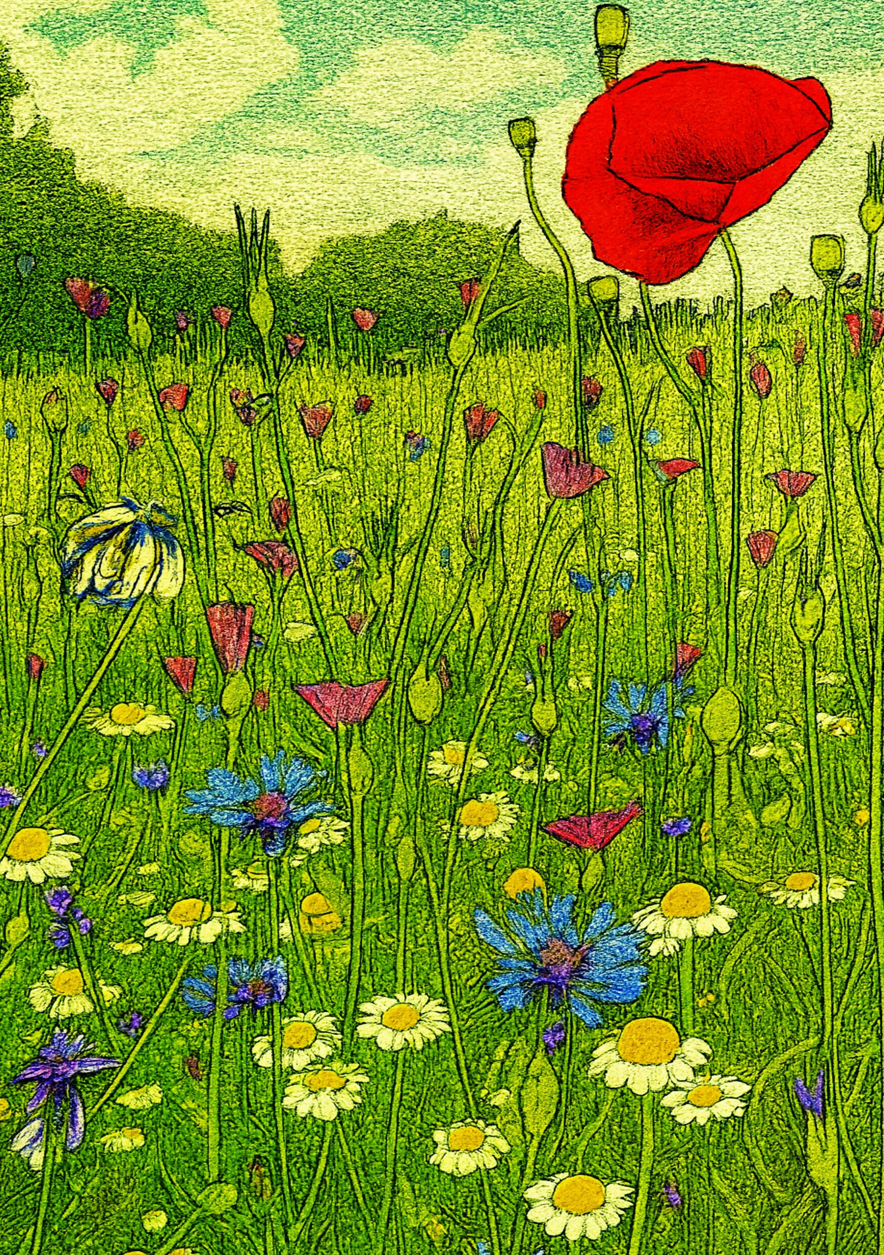 A Spring Meadow Greetings Card