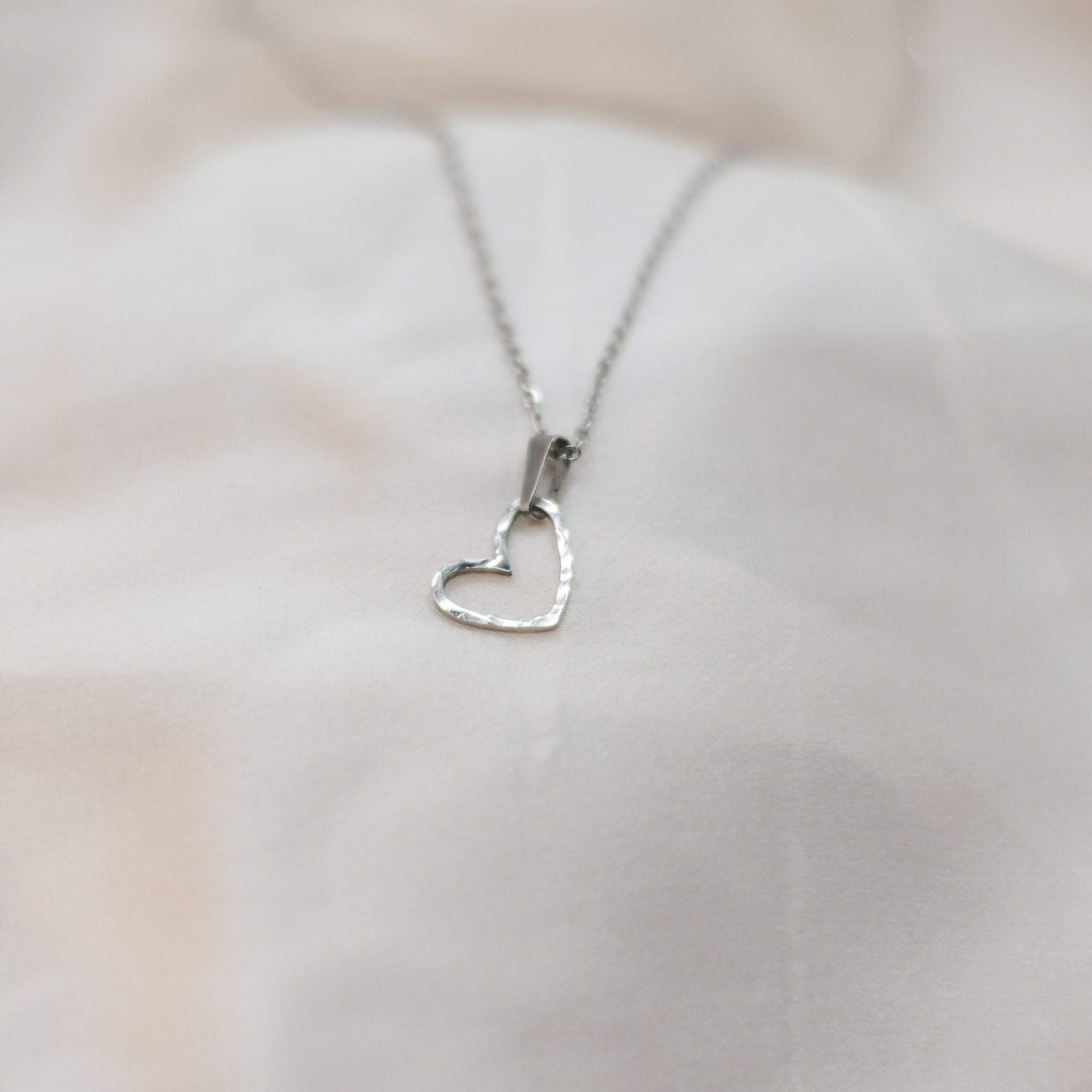 Hammered Stainless Steel Heart Necklace