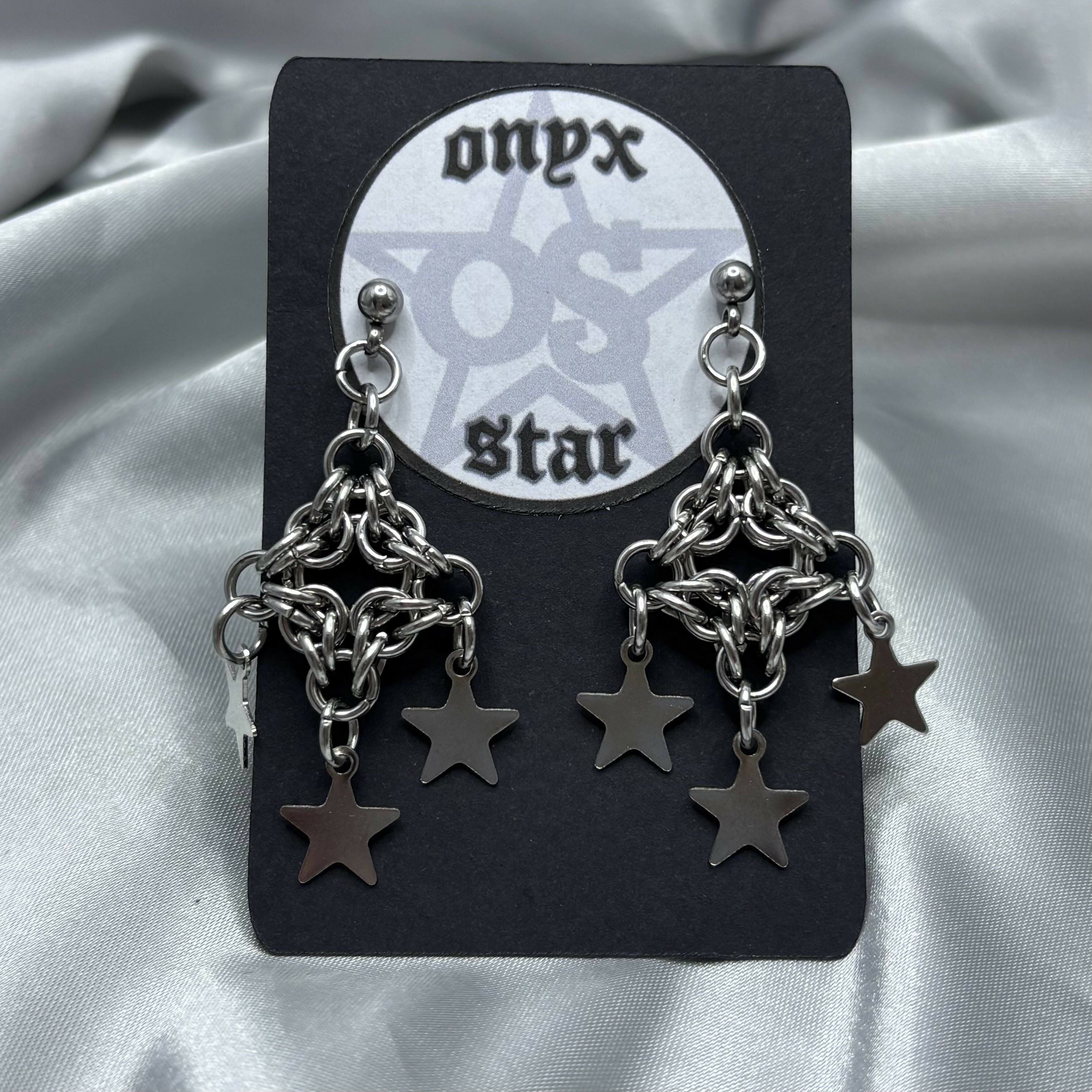 Diamond Chainmail Star Earrings