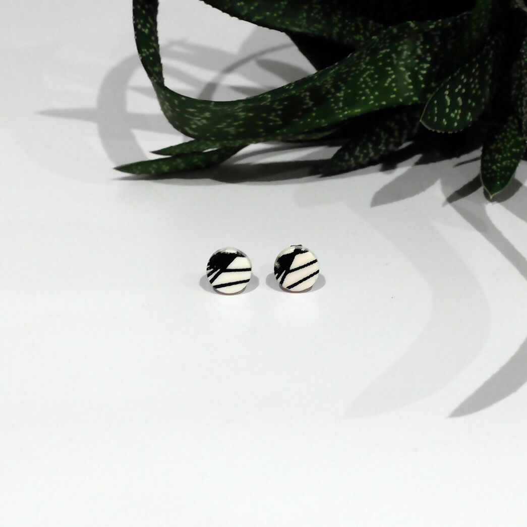 Art Deco Stud Earrings - Handmade Polymer Clay - Polly Plant