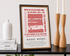 Hull KR Art Print RED RED ROBIN LYRICS Design in White
