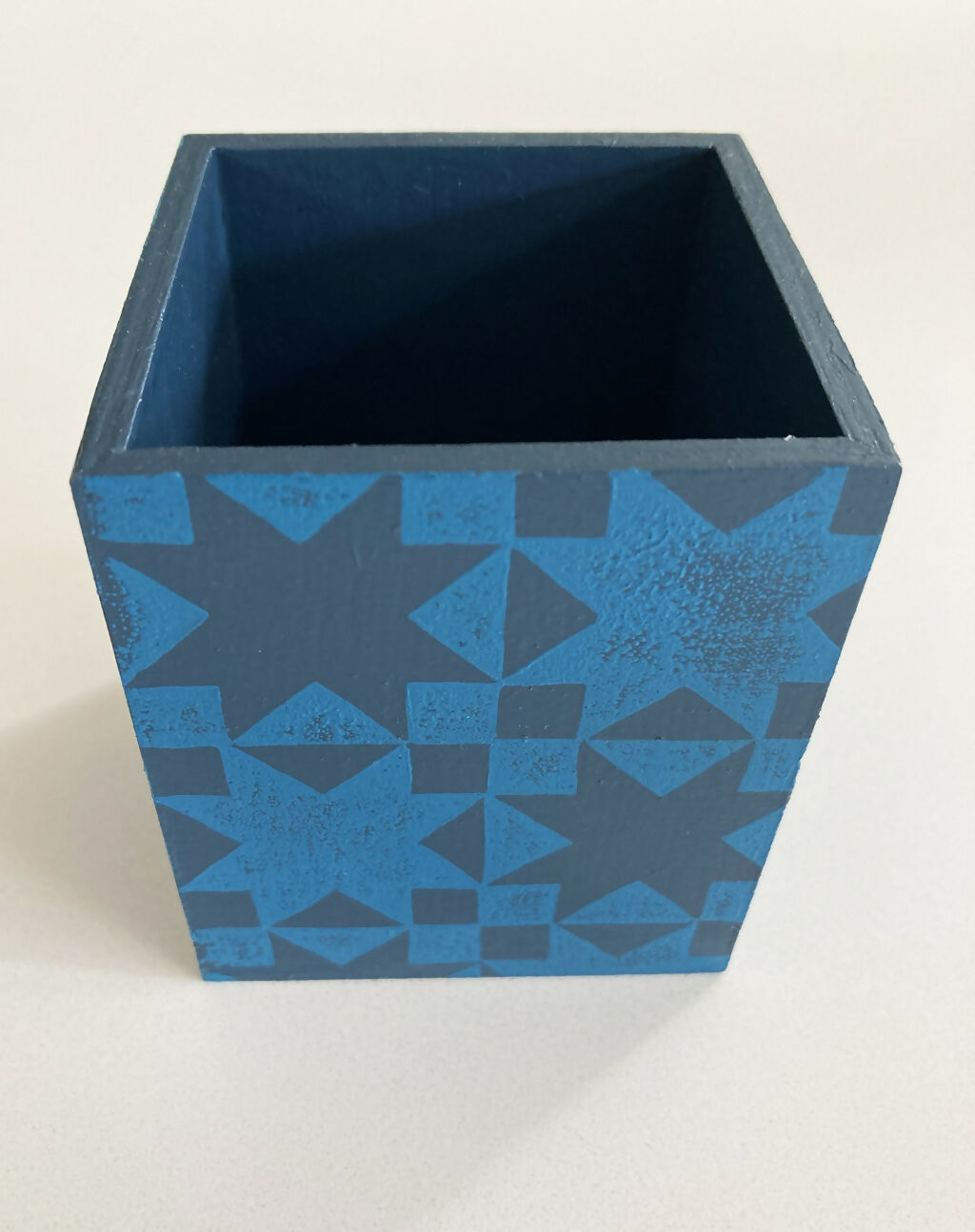 Hand-printed Pen Pot with Star Design.