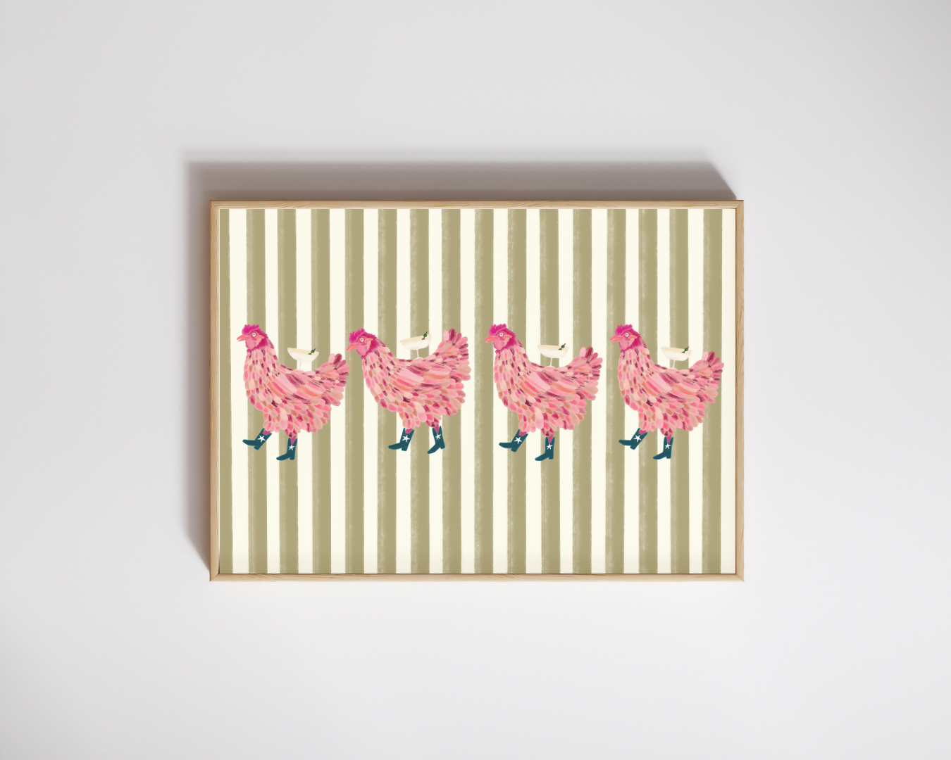 Cross the Chicken Road A4 Hand Illustrated Poster