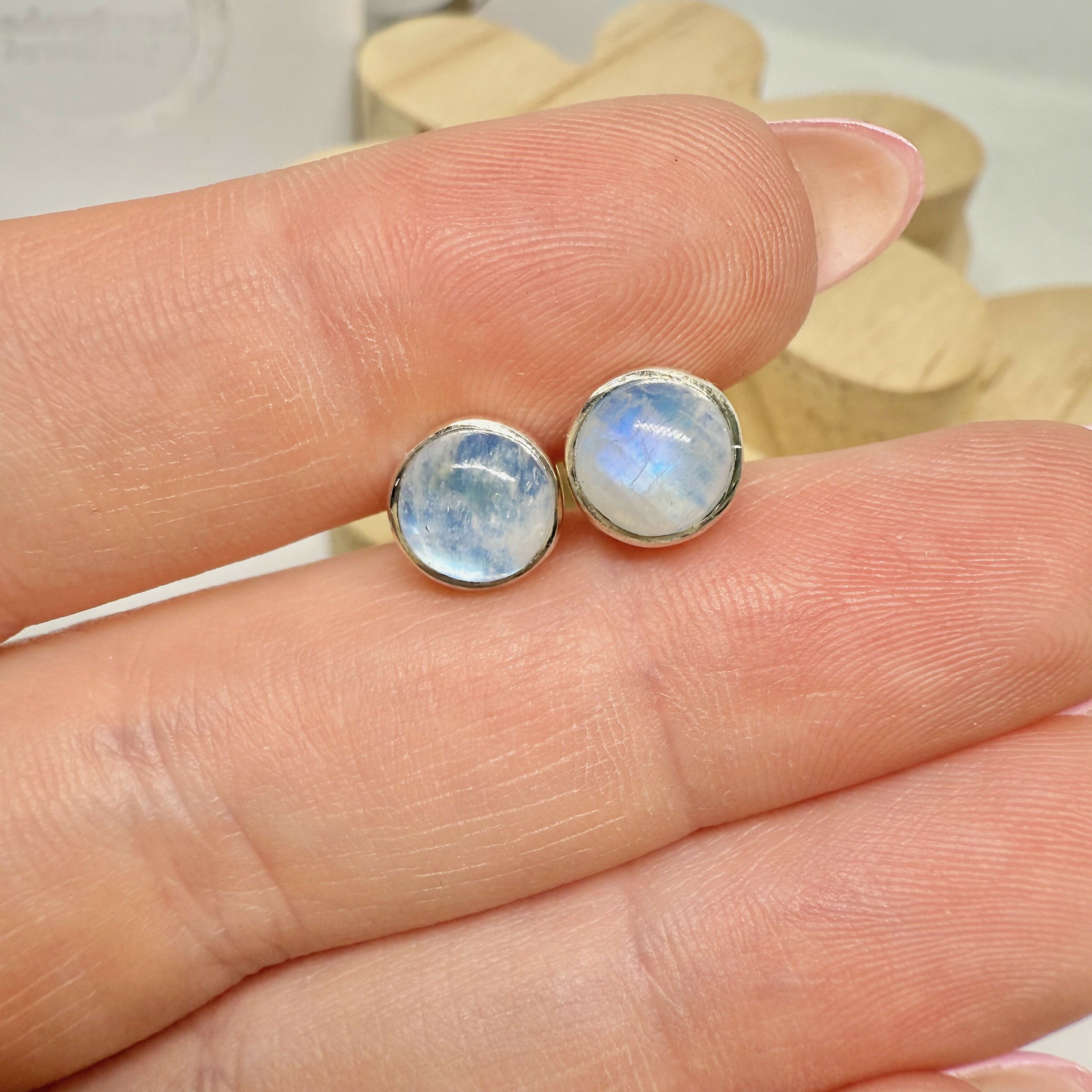 BLUE MOONSTONE STUD EARRINGS