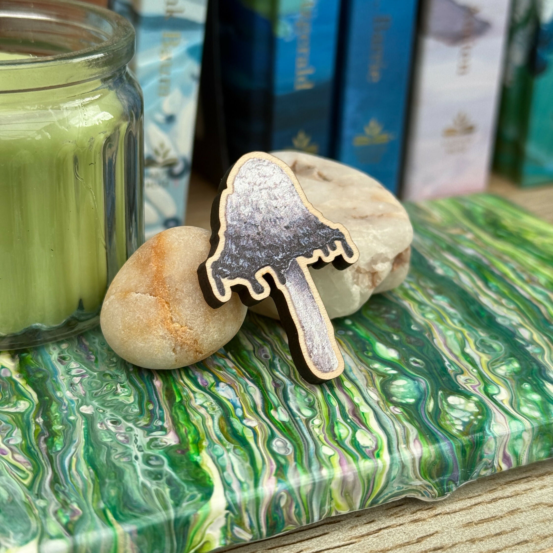 Mushroom - Shaggy Inkcap - Wooden Pin
