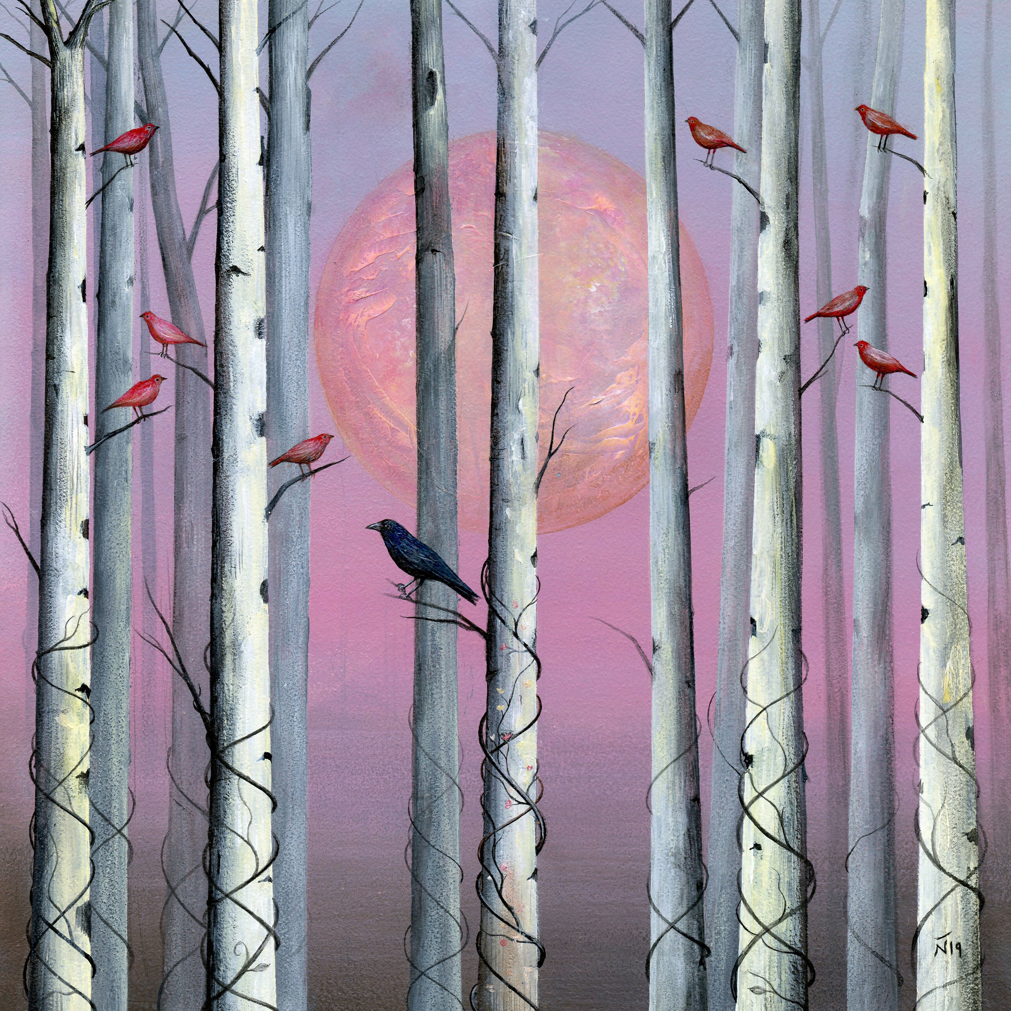 The Birds 16"x16" Print