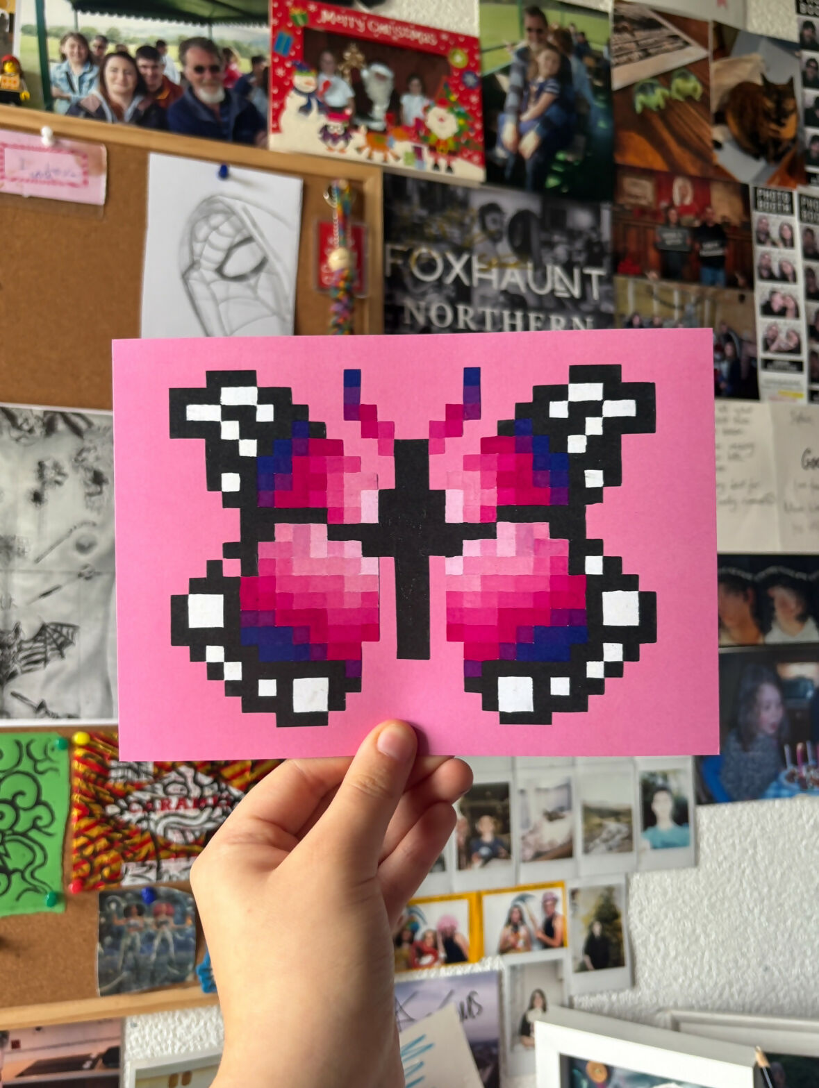 Pixel Pink Butterfly Print A5
