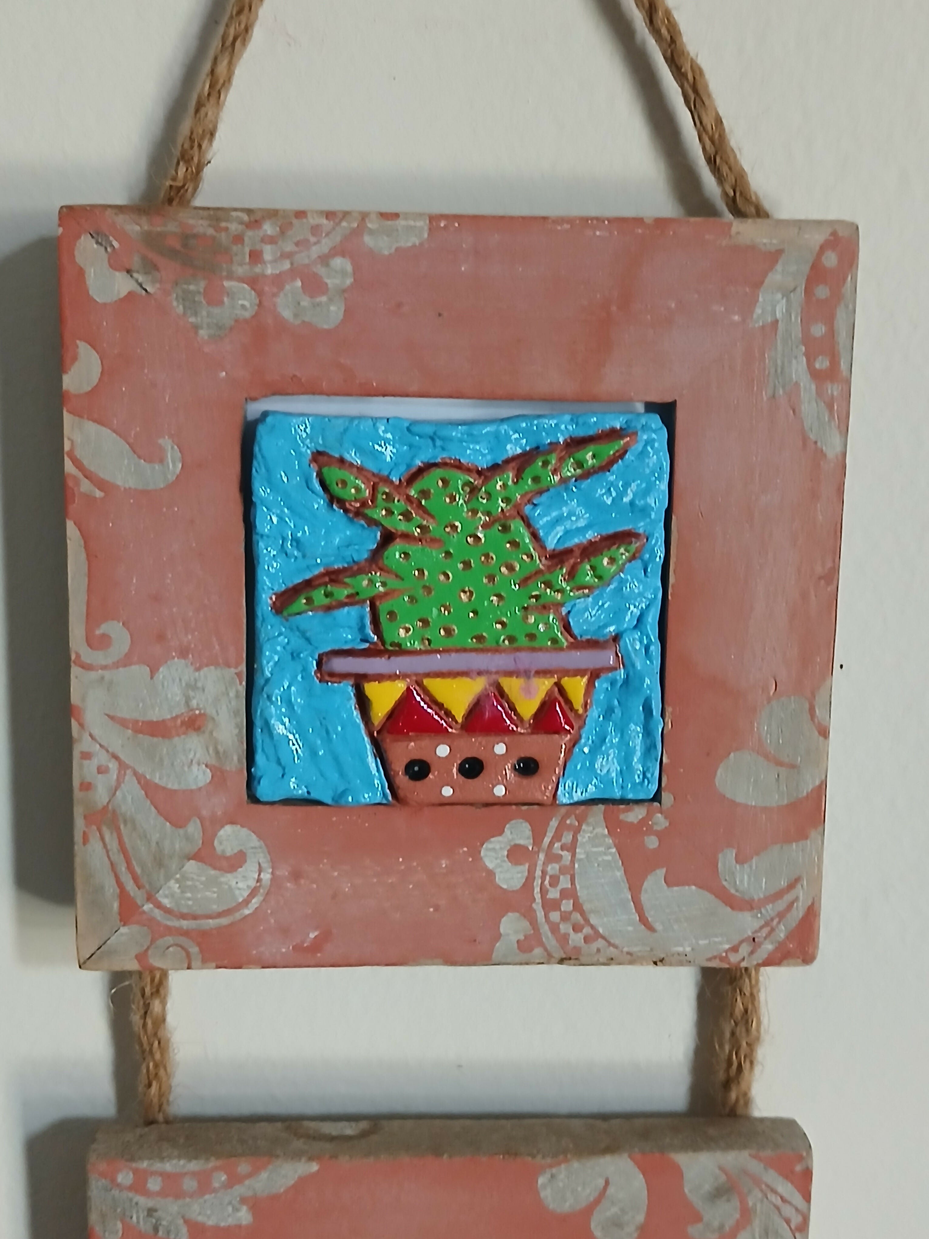 Cactus Three Tier Hanging Clay Picture