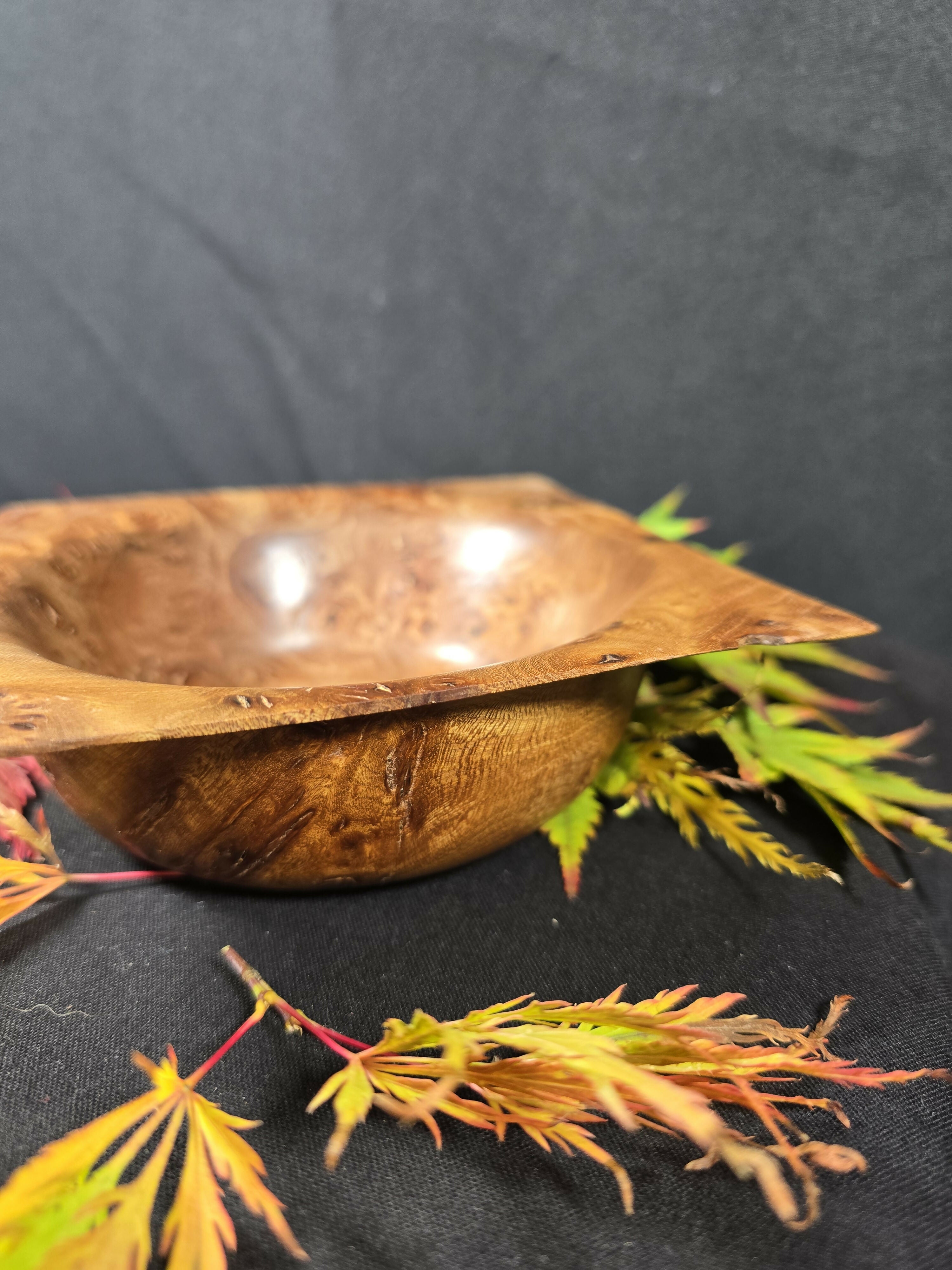 Hand Turned Square Elm Burr Bowl