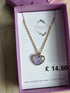 Stainless Steel Real Forget Me Not flower Heart Necklace