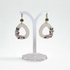 Opal Shimmer Teardrop Hoop Earrings with Floral Detail in Blush Pink