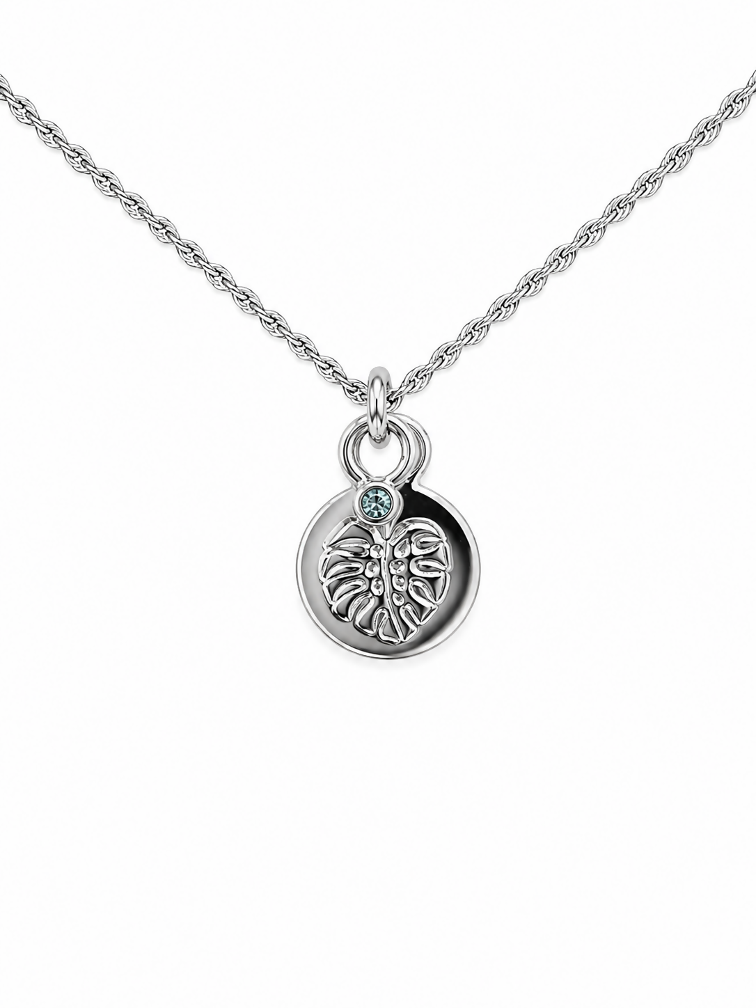Monstera Minty Bluish Cream Pendant