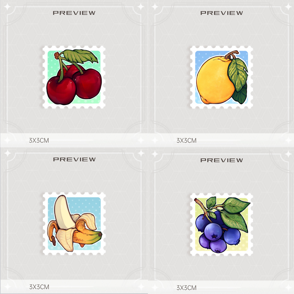 Fruit Stickers Stamp Set of 8