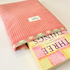 Pink Corduroy Multicolour Plaid Lining Book Sleeve
