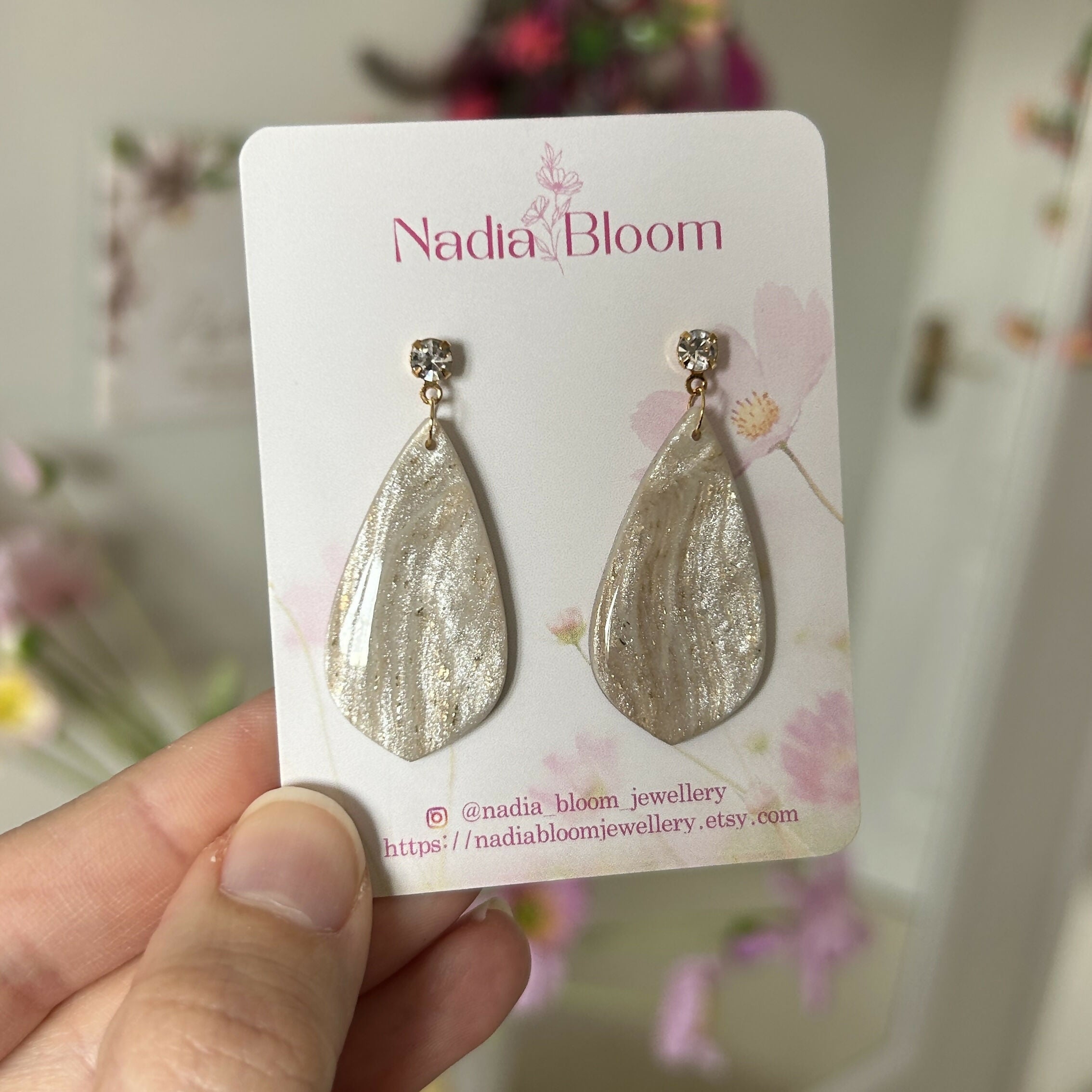 Beige Marble Pattern Earrings