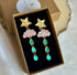 Dangly Cloud and Iridescent Raindrop Earrings