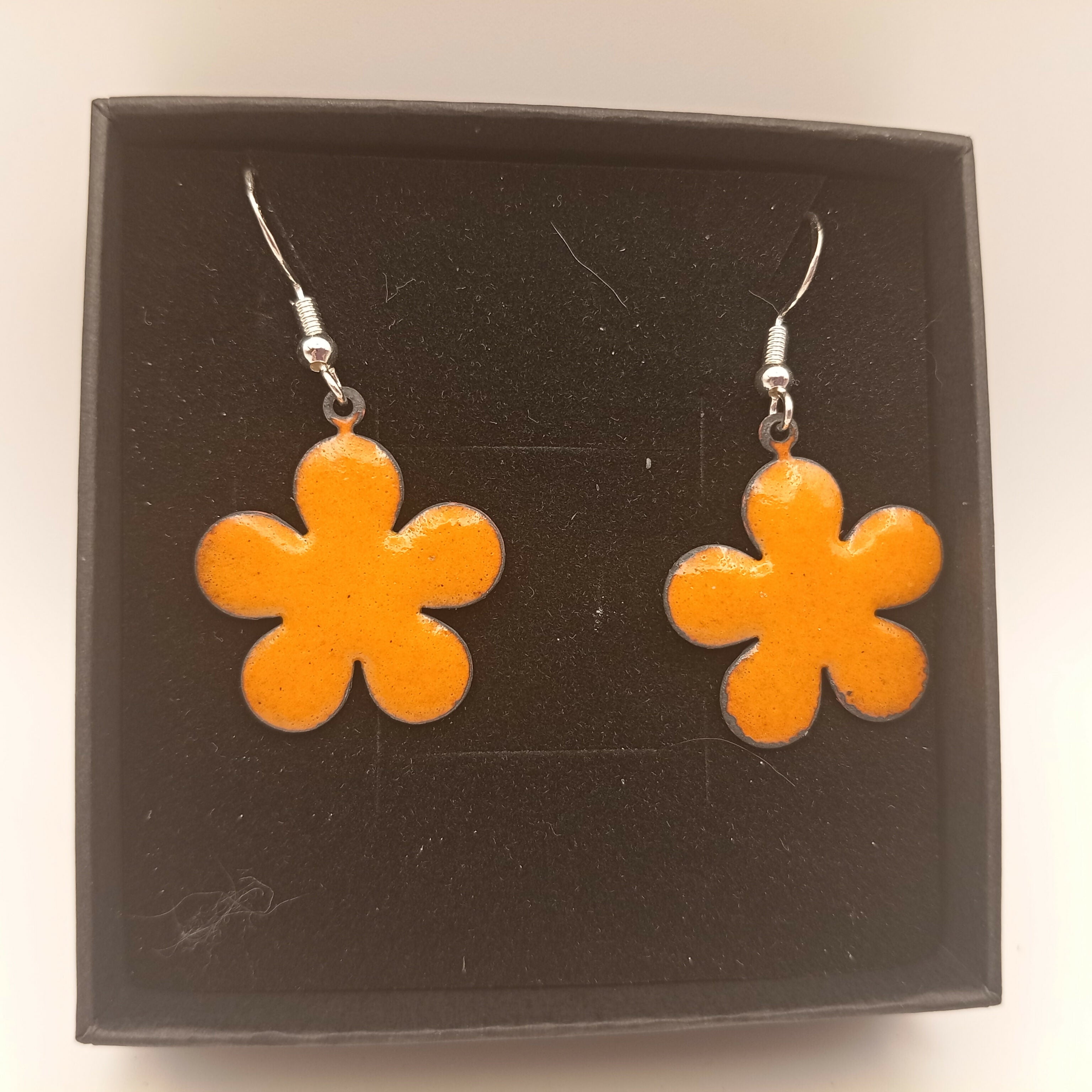 Yellow Enamel Flower Earrings