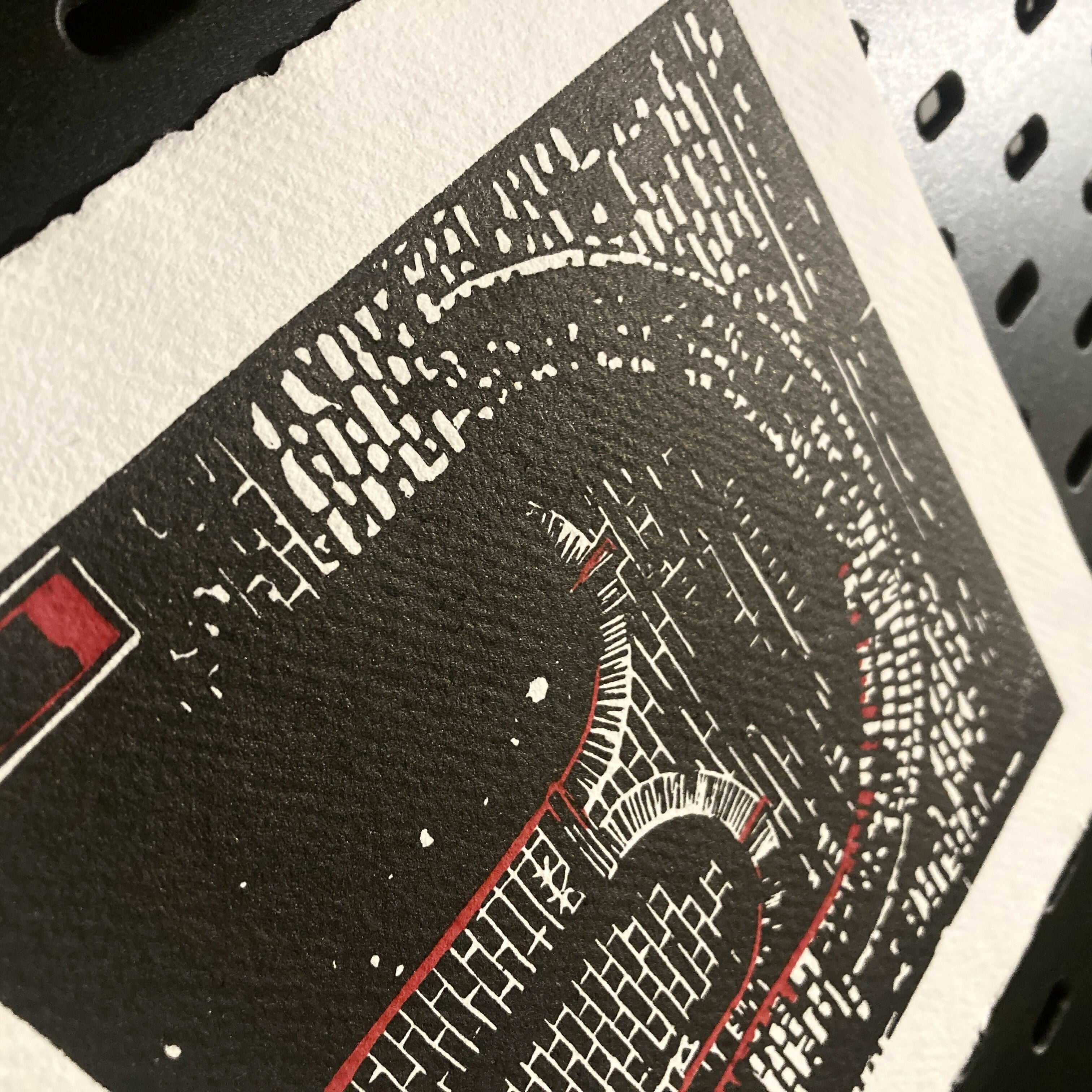 Archway - Square Hand Carved Lino Print On Khadi Paper