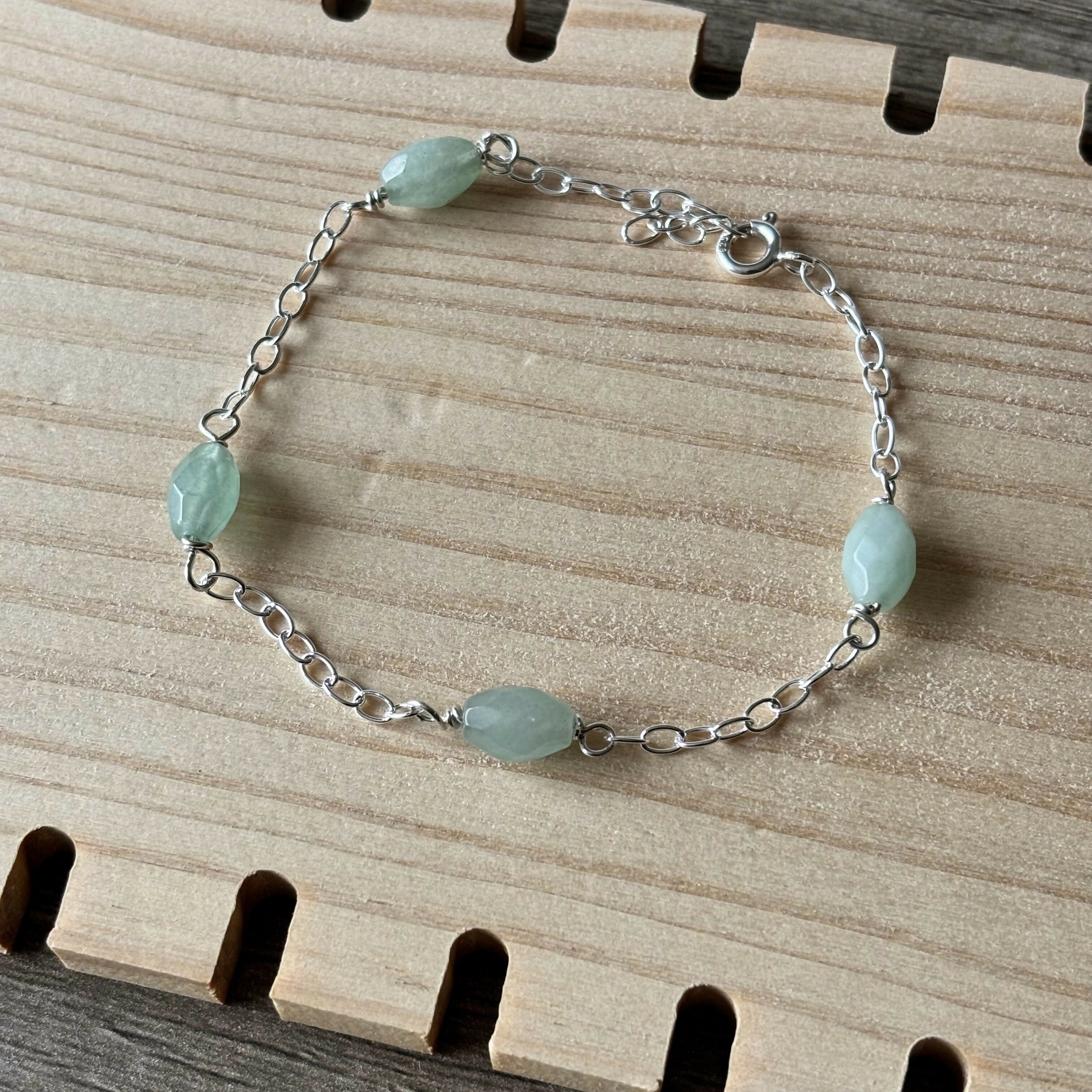 Sterling Silver Green Aventurine Bracelet