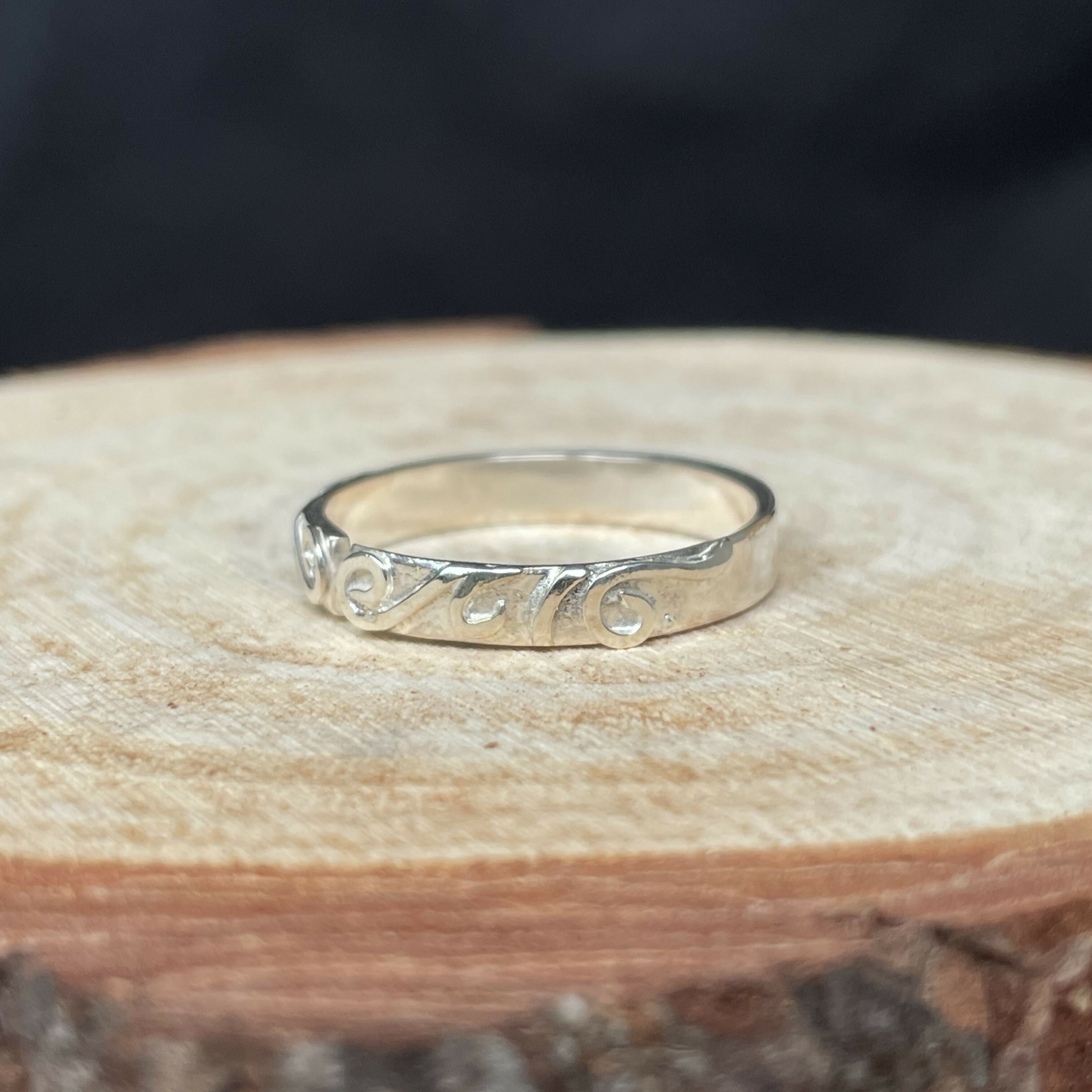 Sterling Silver Open Band with Filigree Details (Size X)