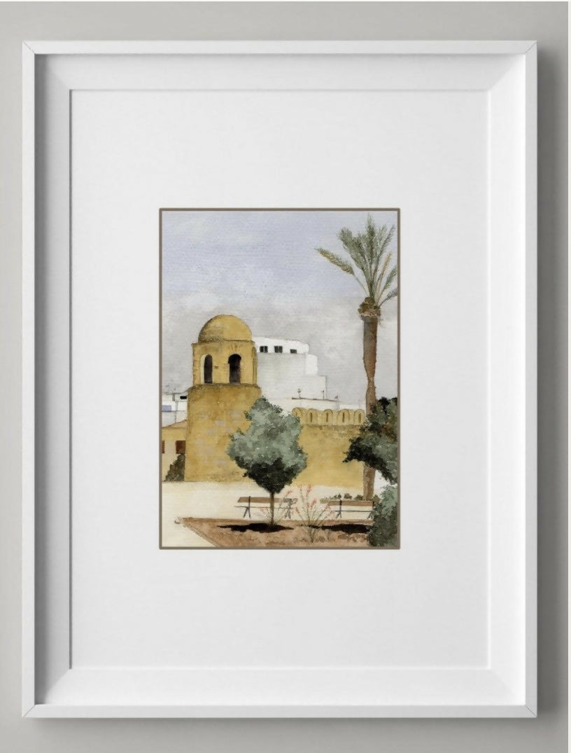 Ribat of Sousse Watercolour Print