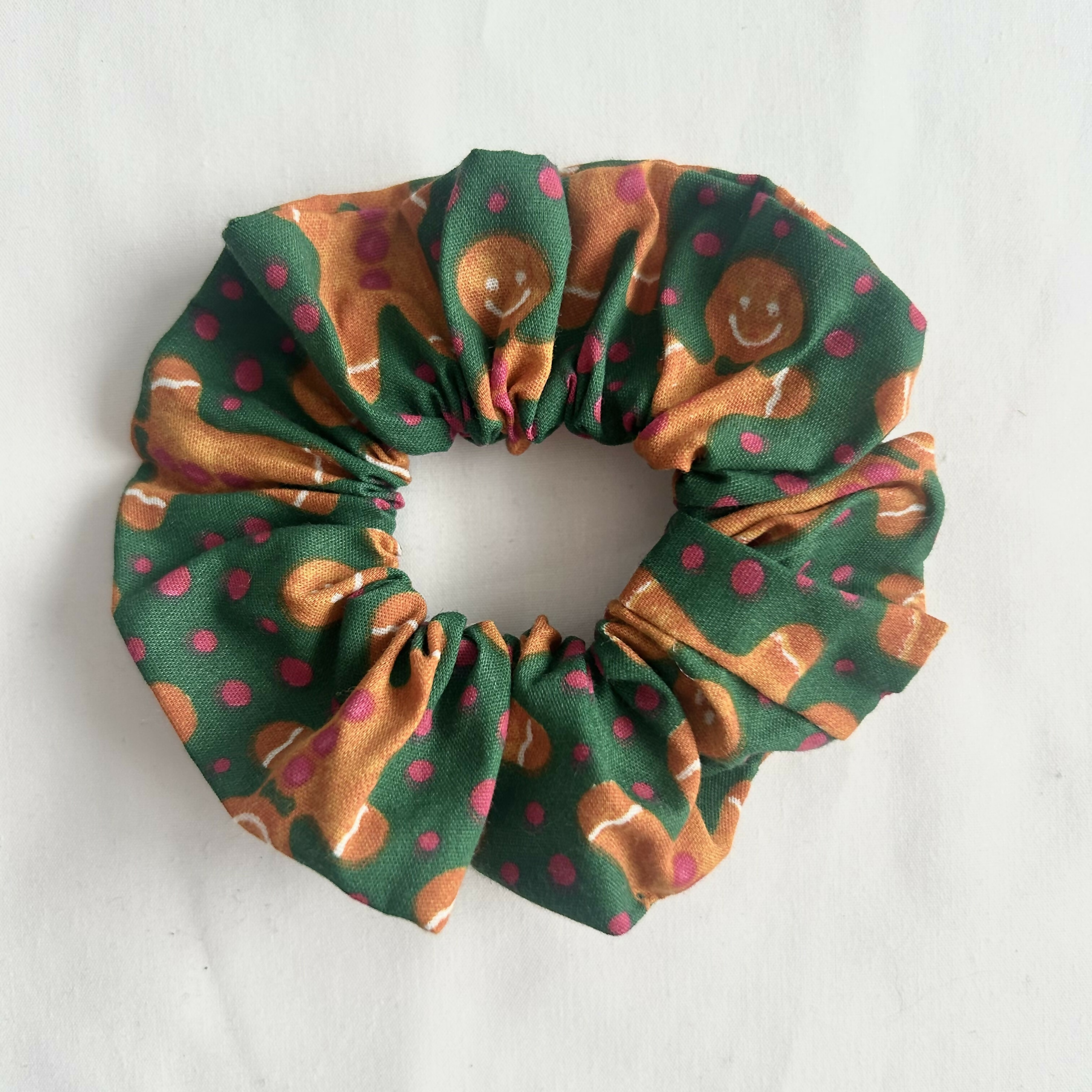 Dark Green Gingerbread Man Christmas Hair Scrunchie