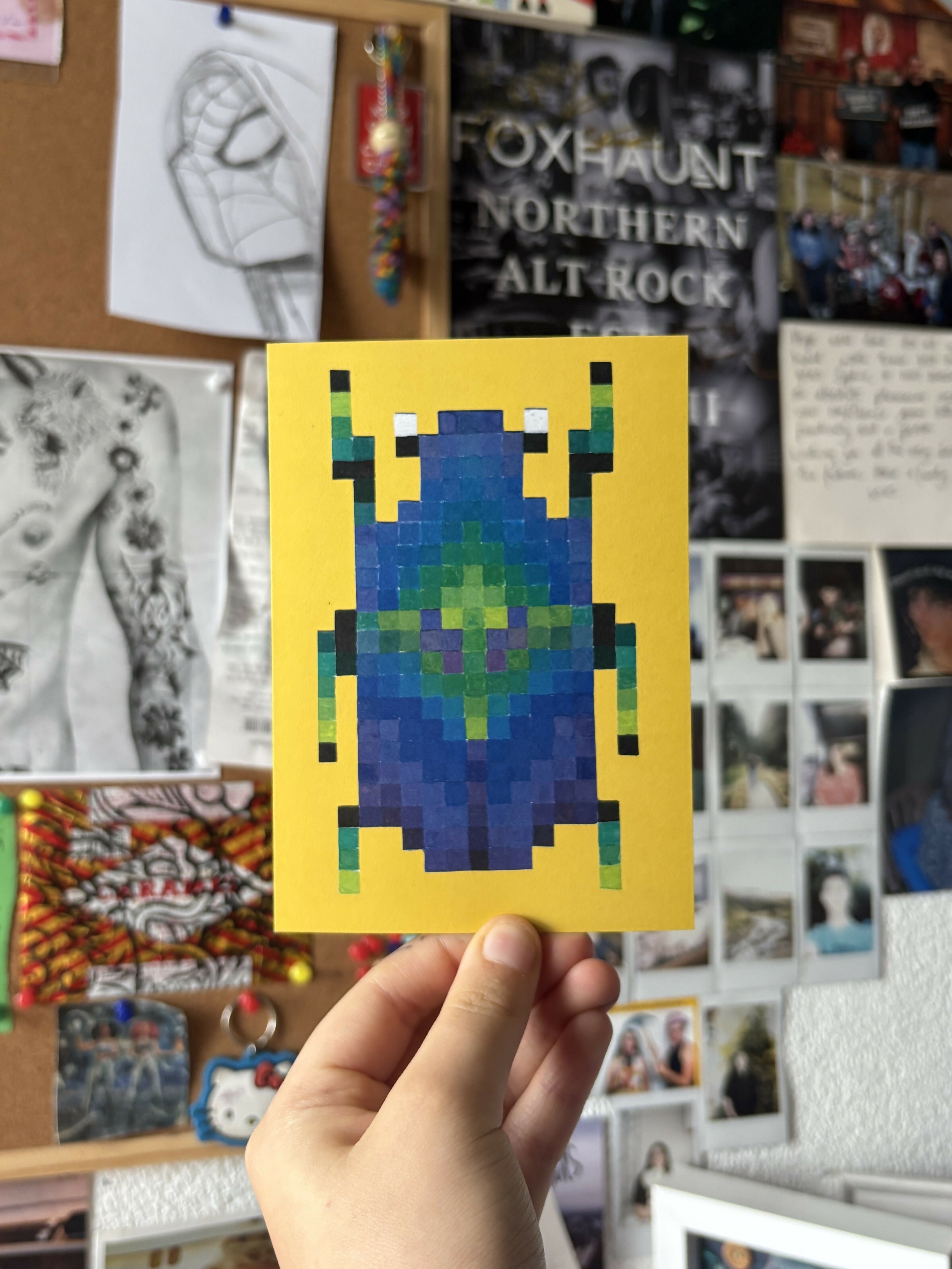Pixel Spring Dumbledore Beetle Print A6