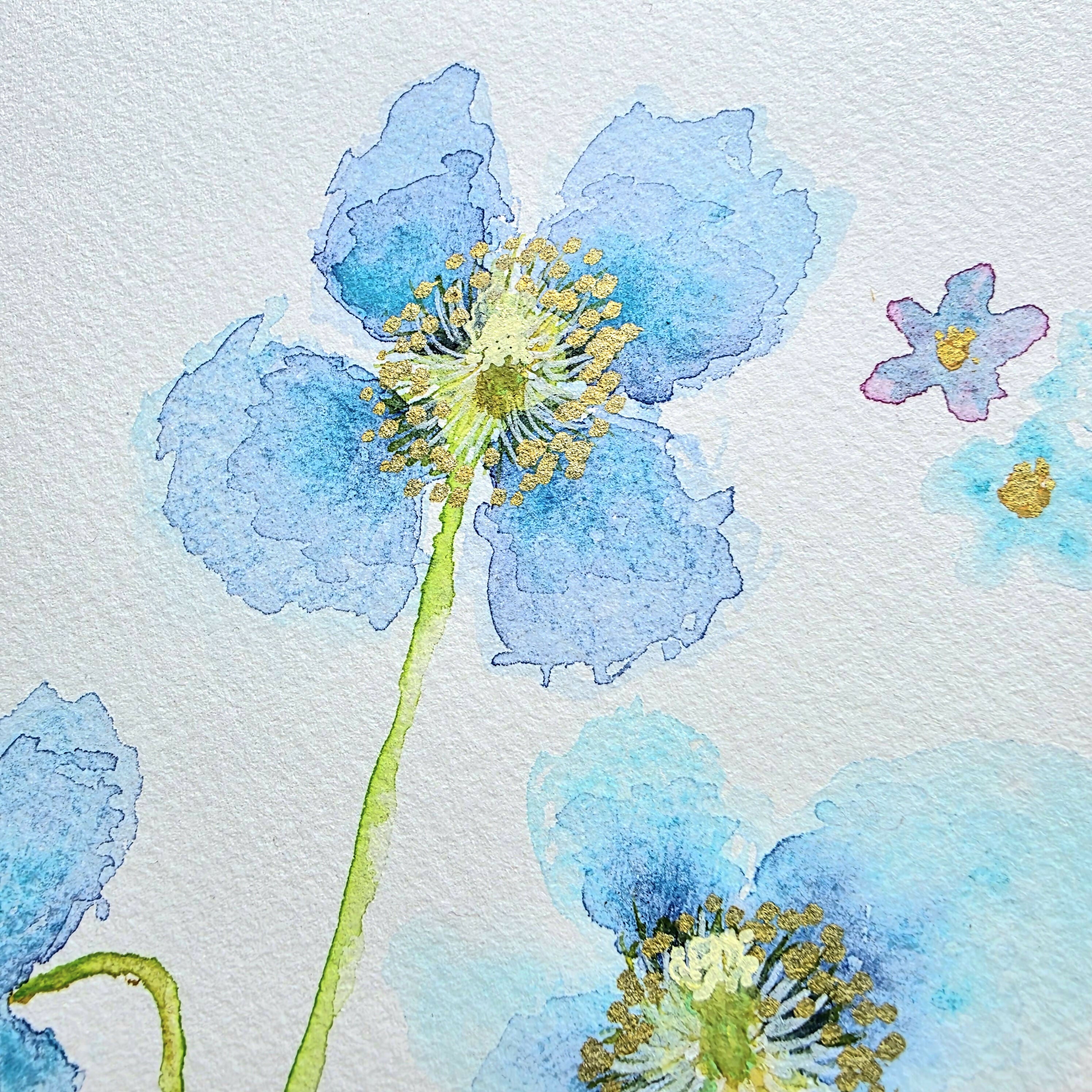 'Meconopsis' Original Mixed Media Painting
