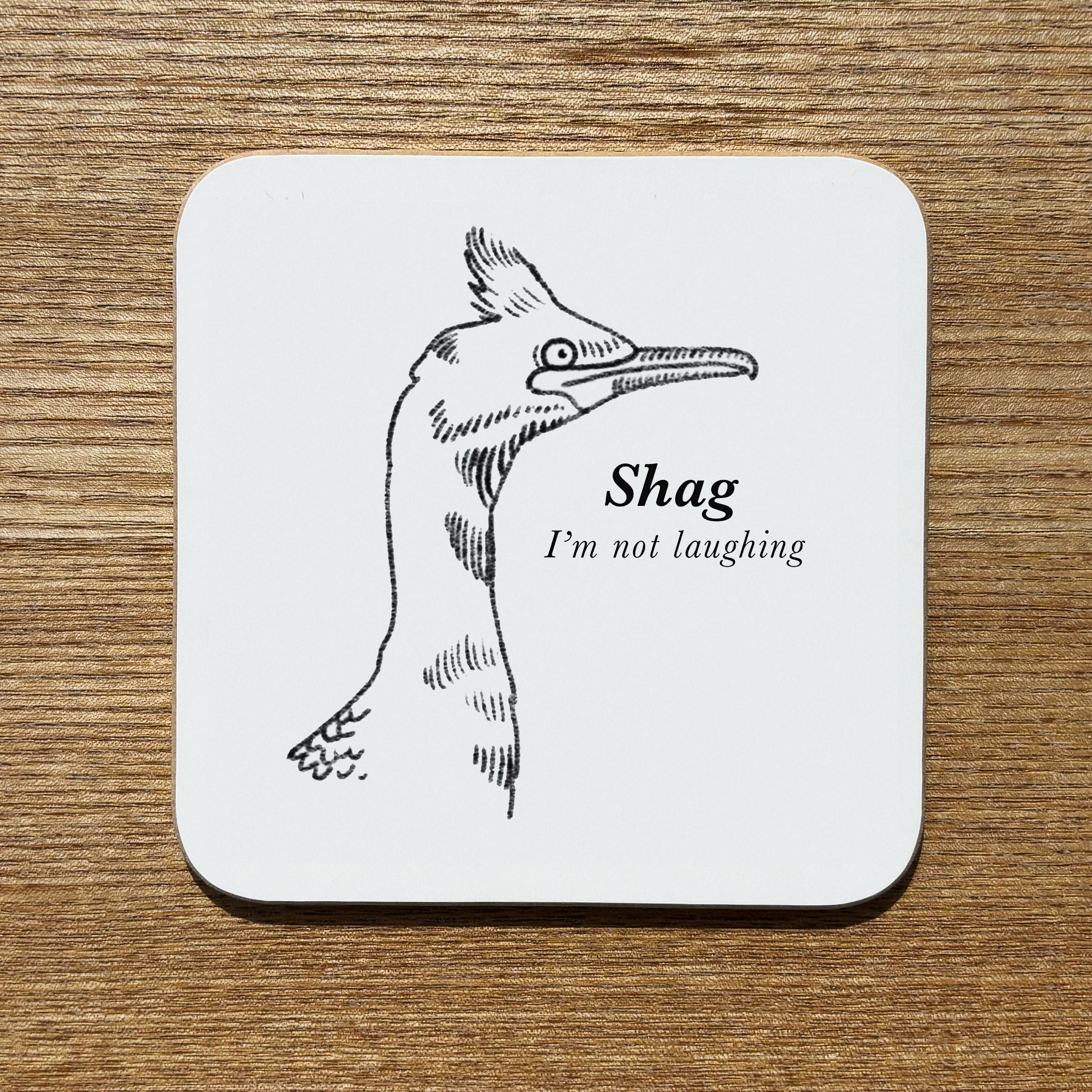 Silly Shag Bird Coaster - Handprinted, Illustrated coaster