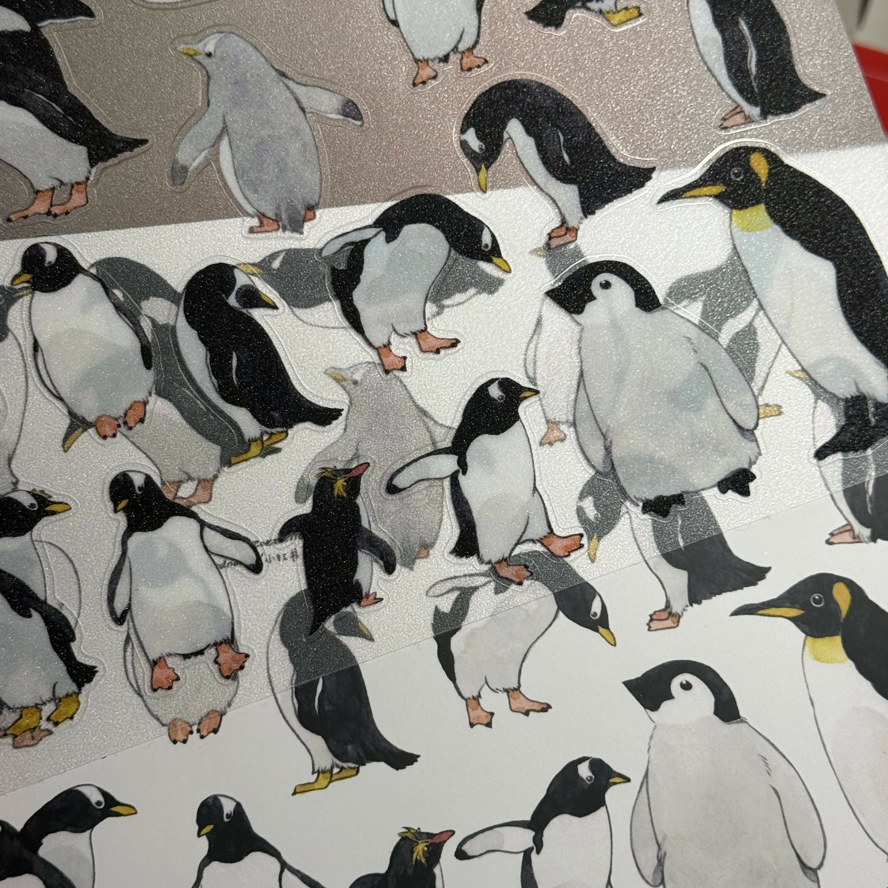 A5 Gentoo Penguin Glitter Sticker Sheet & Art Print