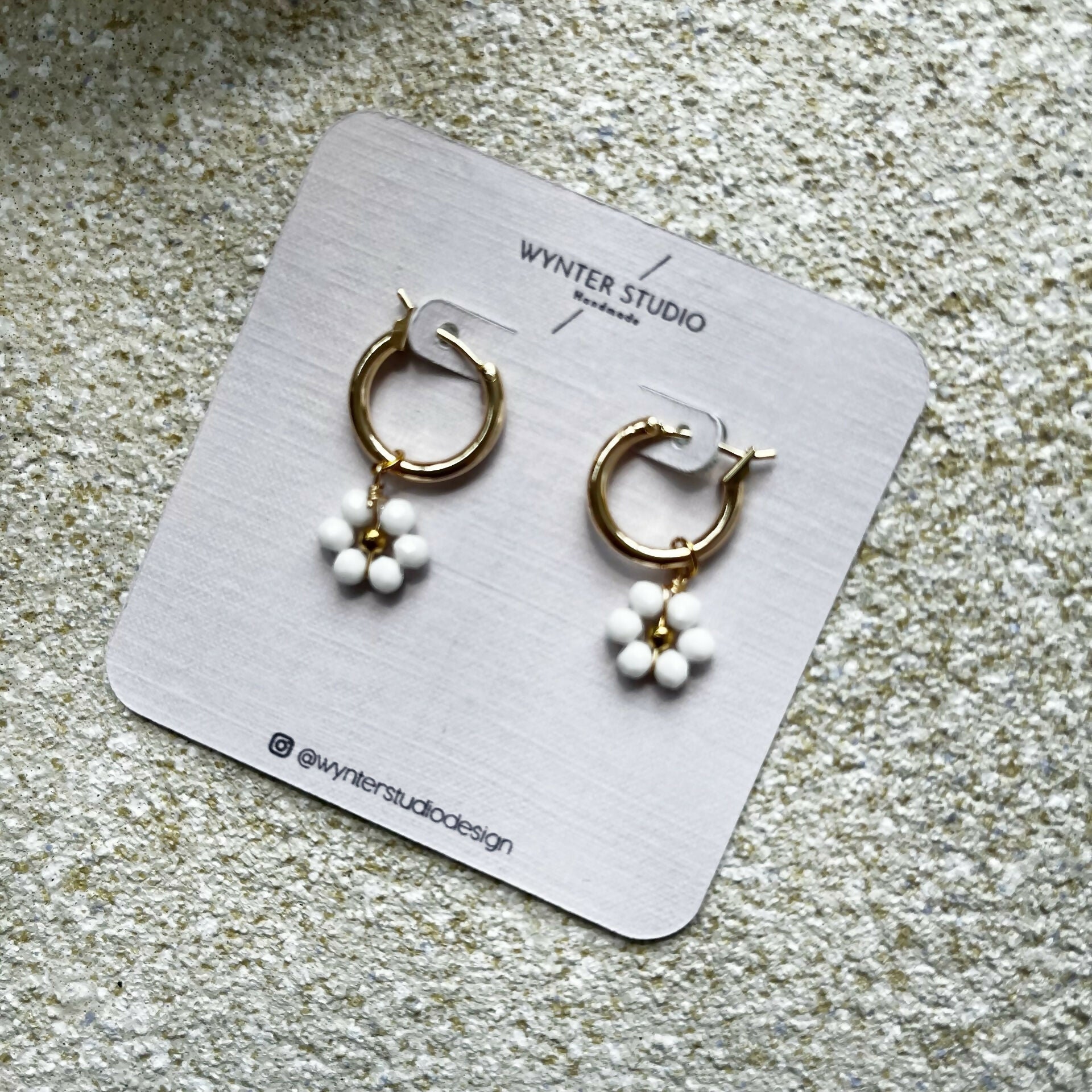 daisy beaded hoops