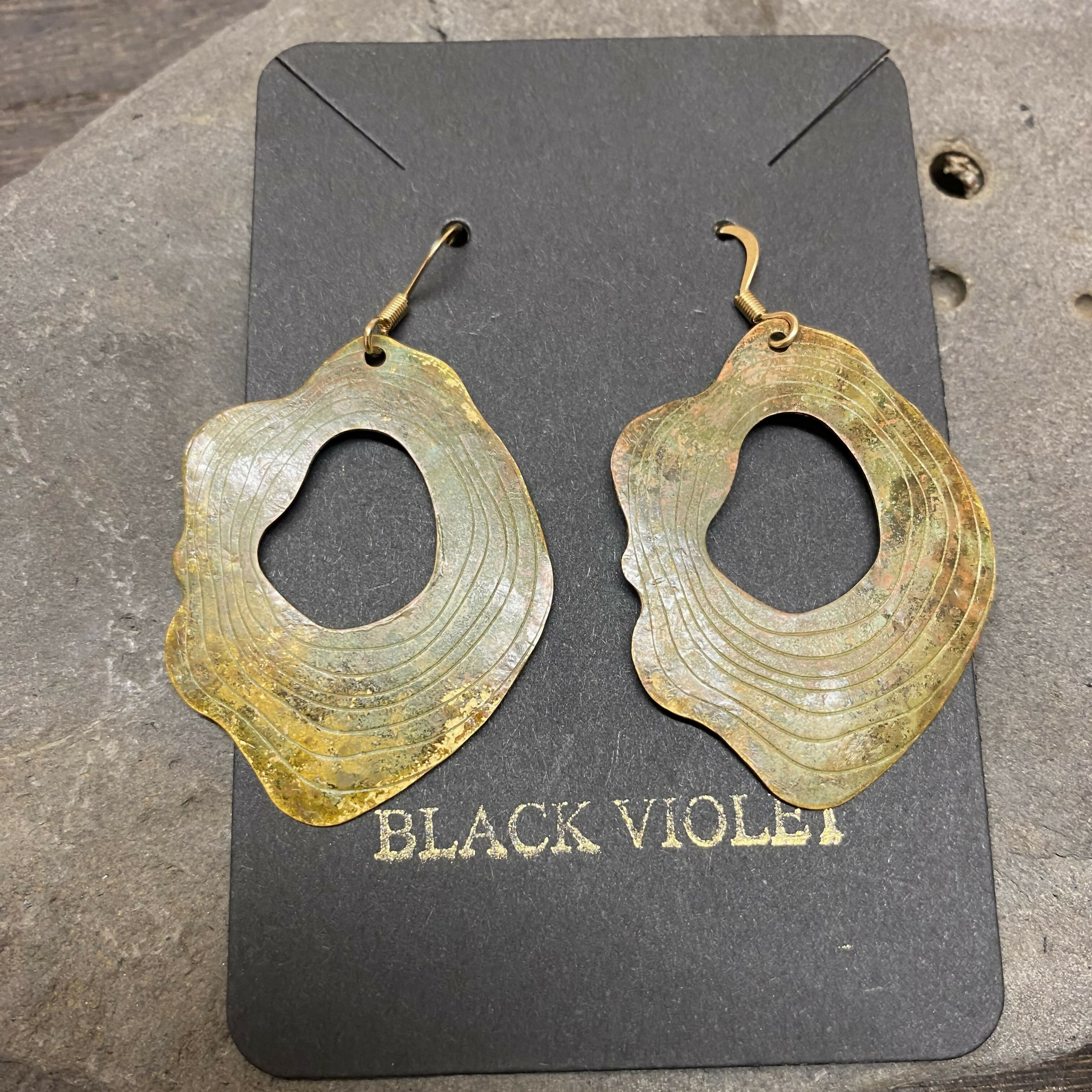 Brass Patina Woodland Earrings