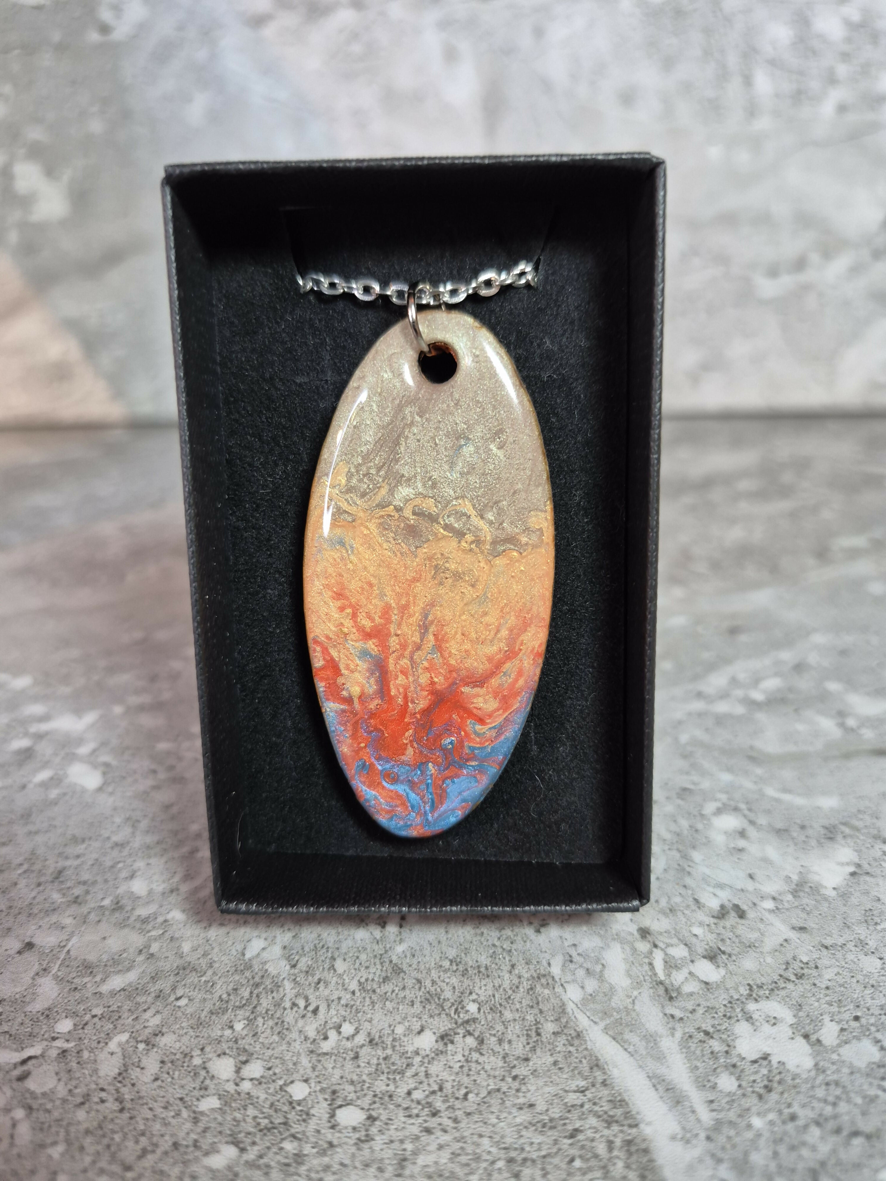 Unique Handcrafted Fiery Landscape Pendant