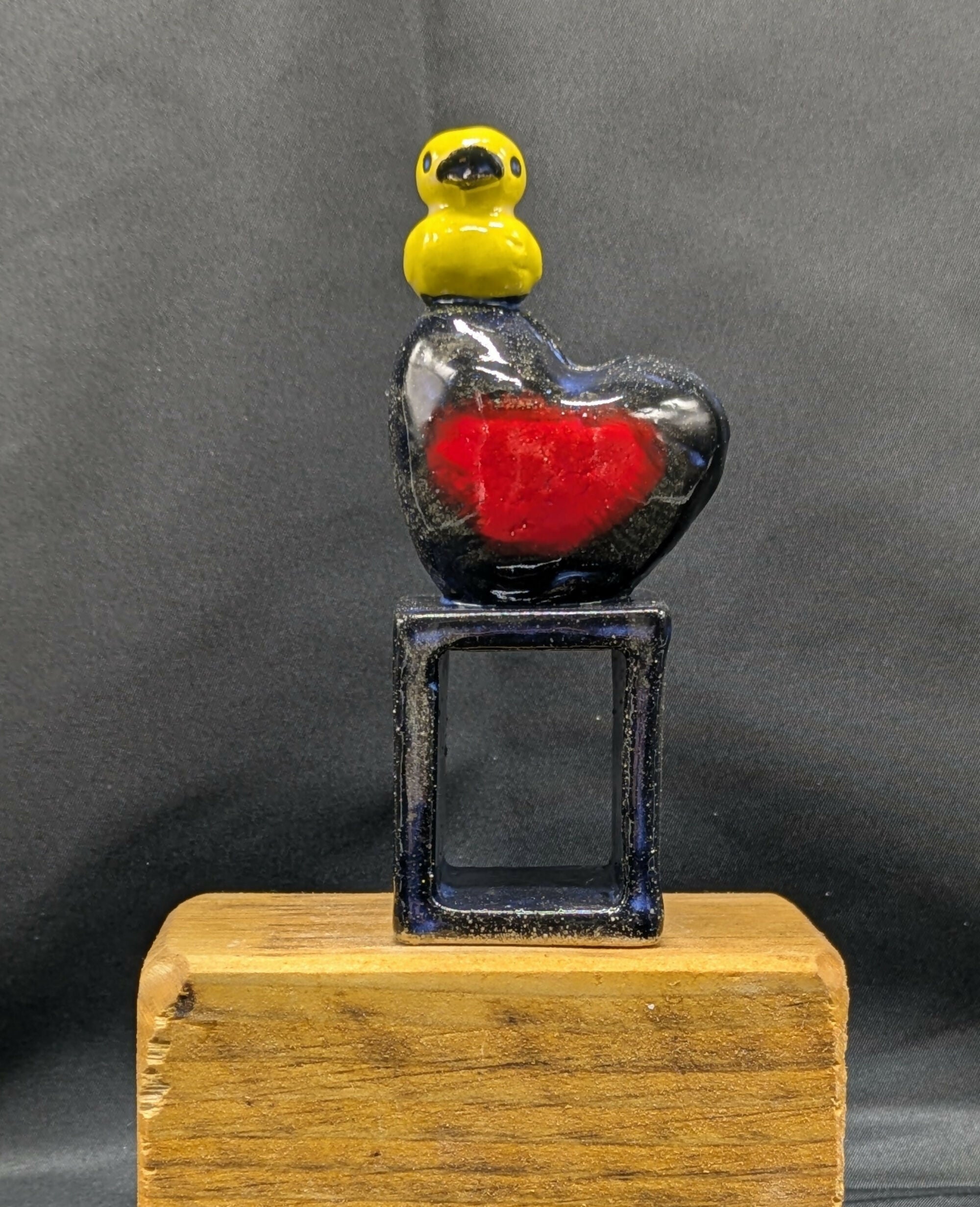 Balance Small square Heart and Duckie Ceramic Sculpture