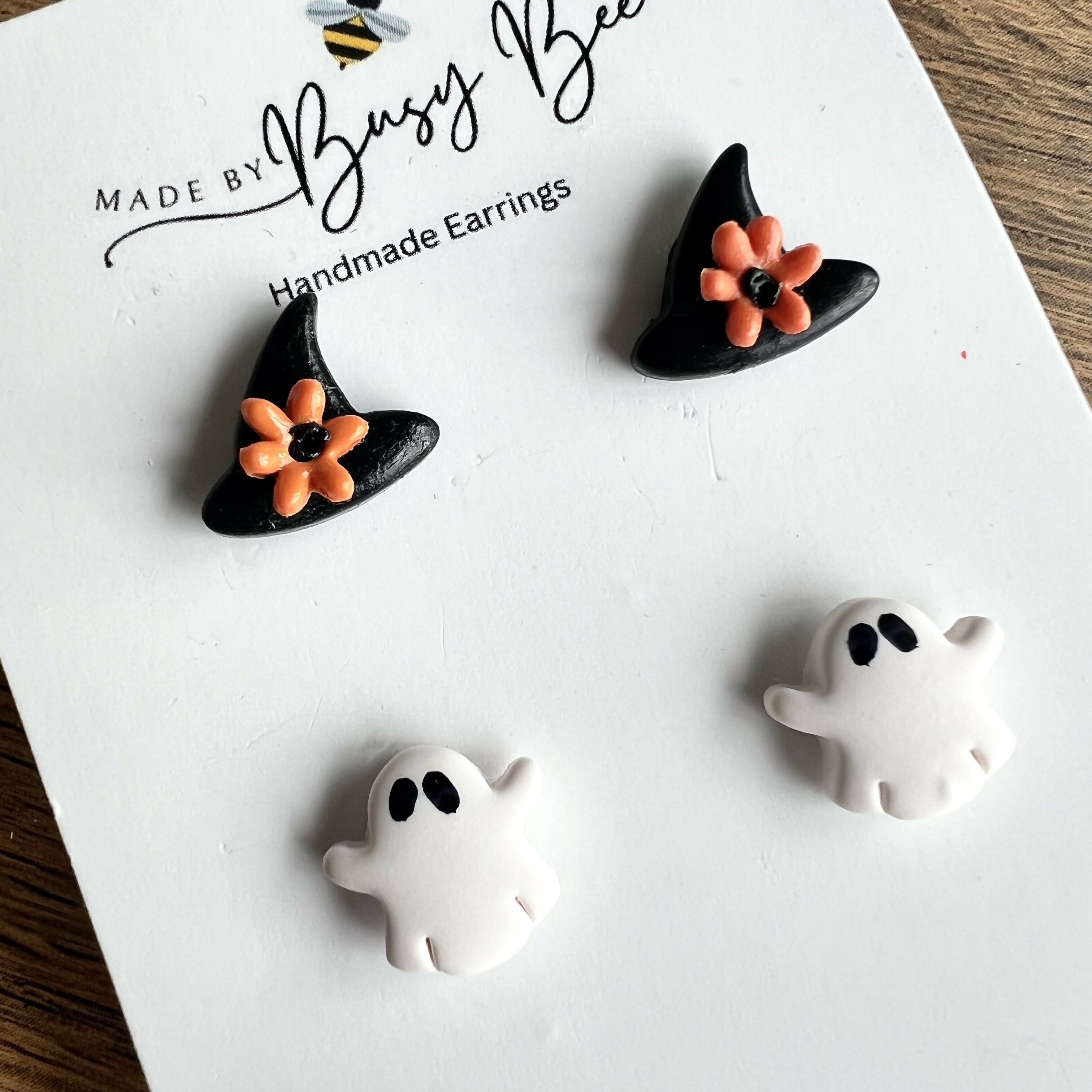 Autumn & Halloween Stud Earrings / Set of 2 pairs of Studs / Handmade Polymer Clay Jewellery