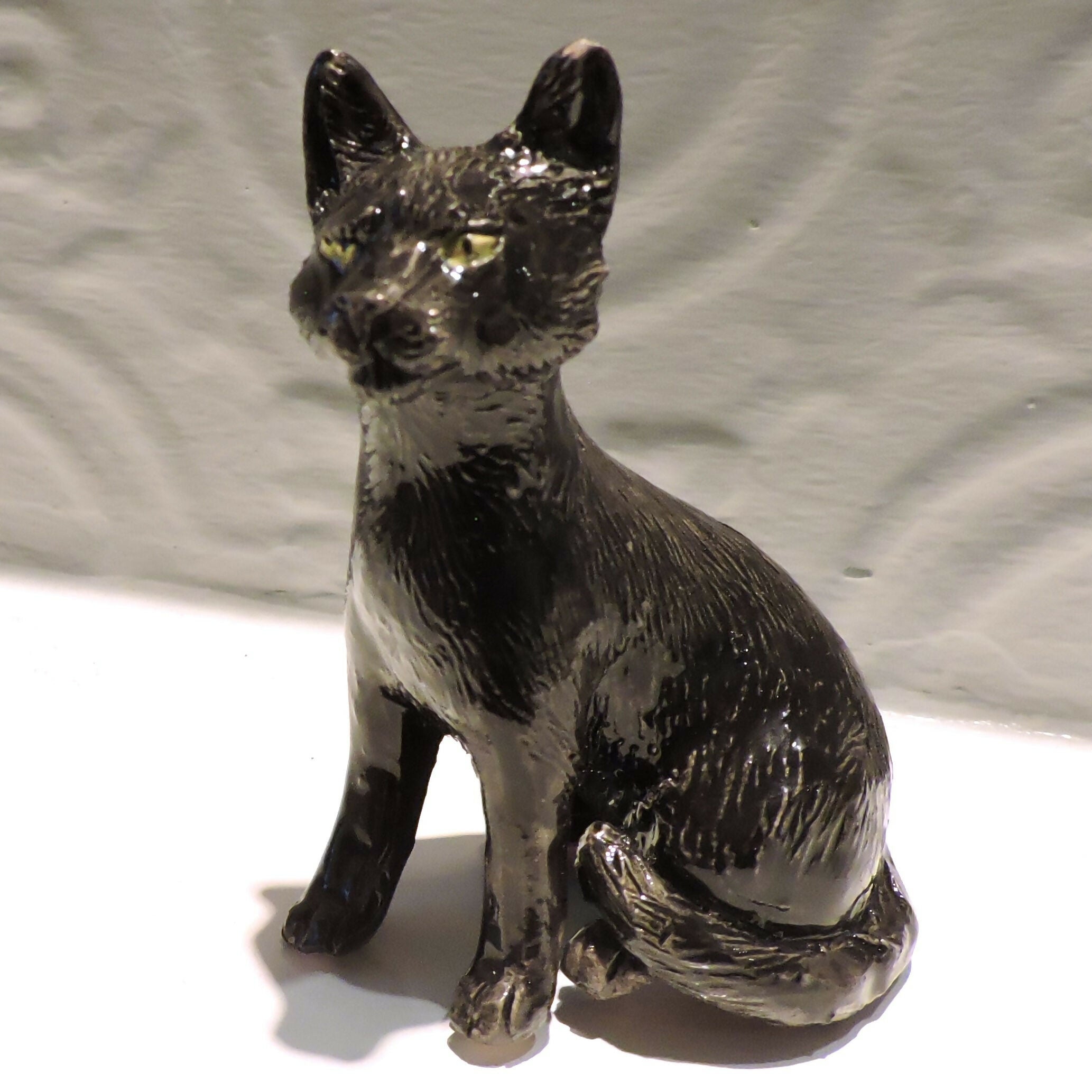 Ceramic Black cat sculpture