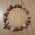 Bronze toggle Catch Bracelet with Yellow Jade, Strawberry Quartz, Rose Quartz and Bronze Hematite.