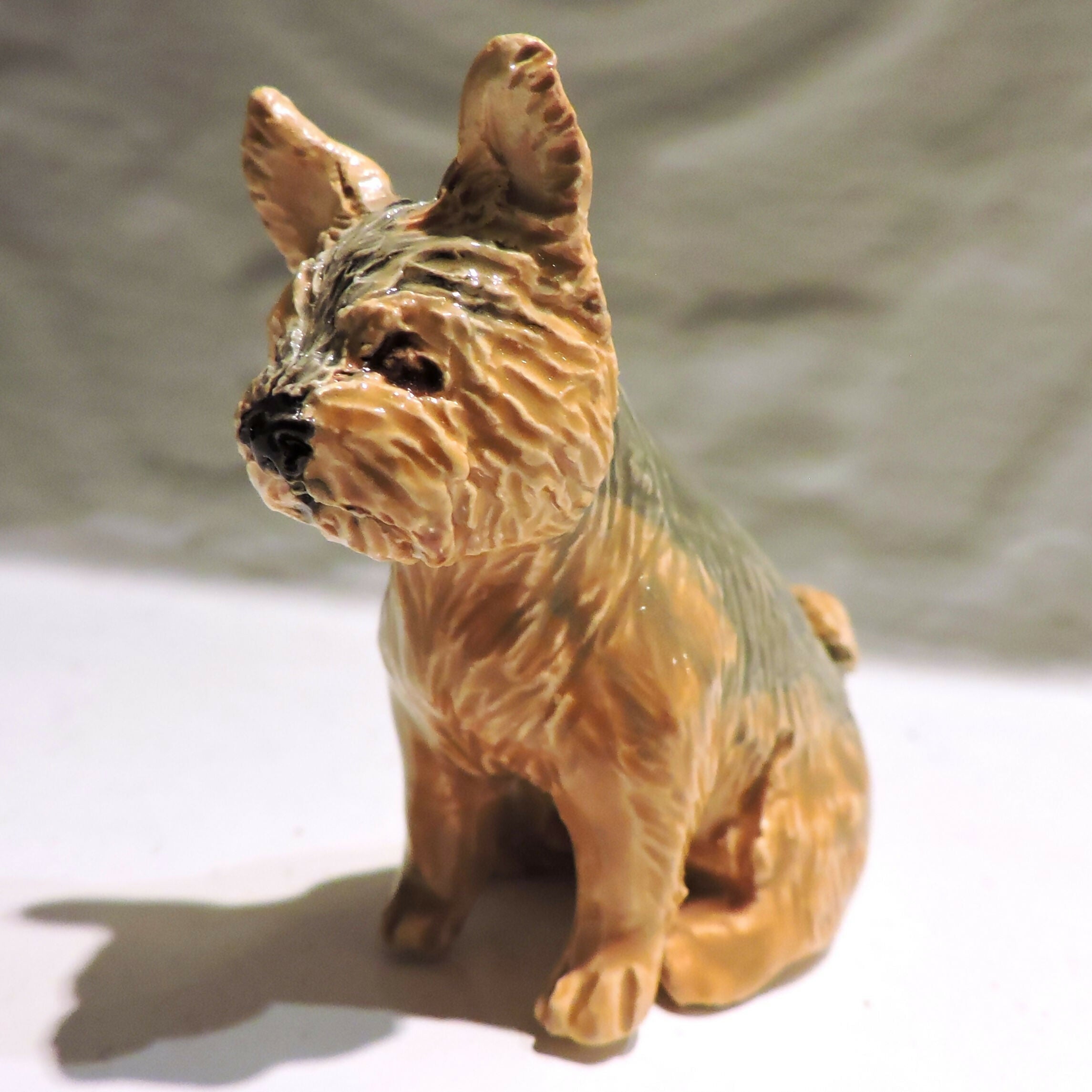Ceramic Yorkshire Terrier dog sculpture