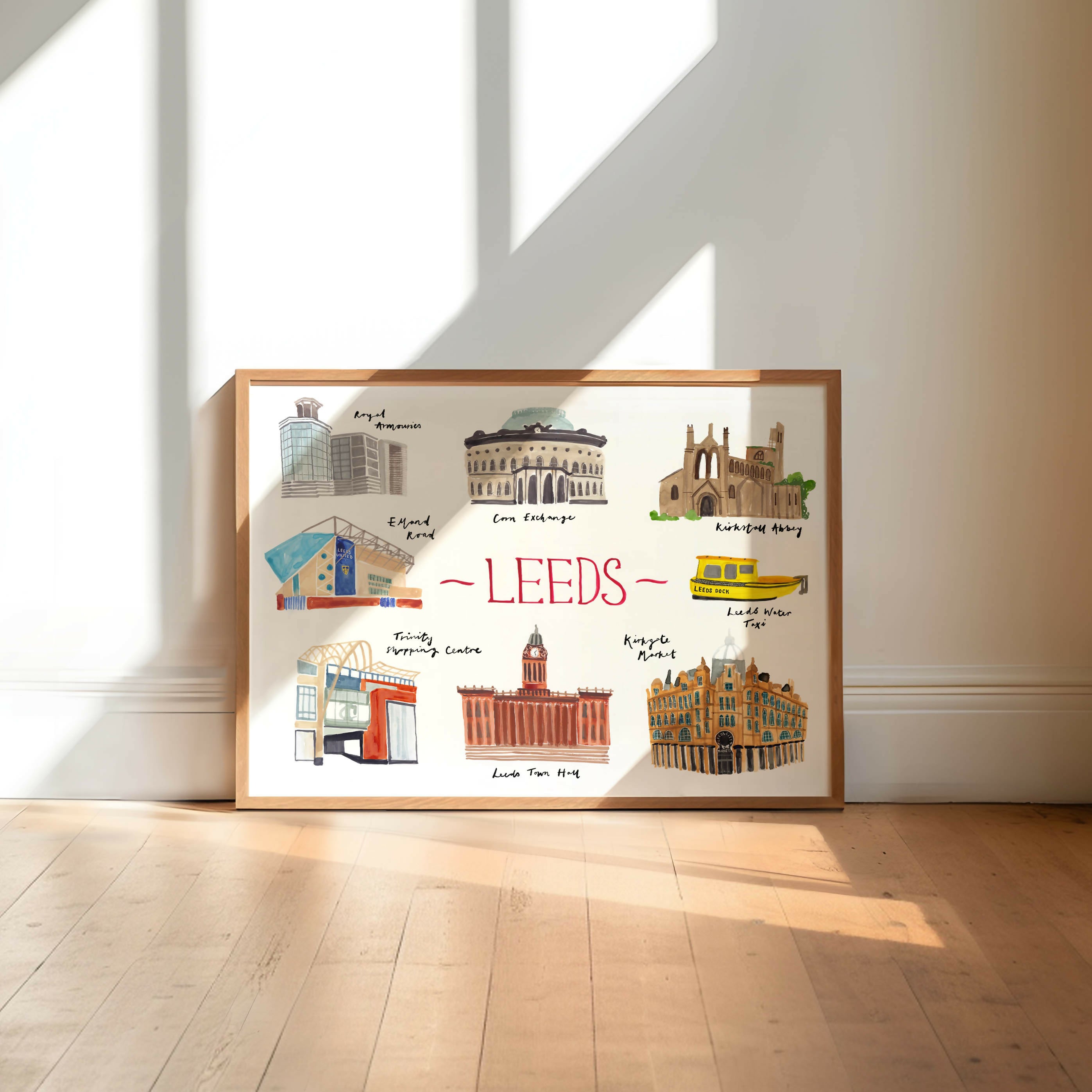 Leeds Landmarks Hand Painted Art Print