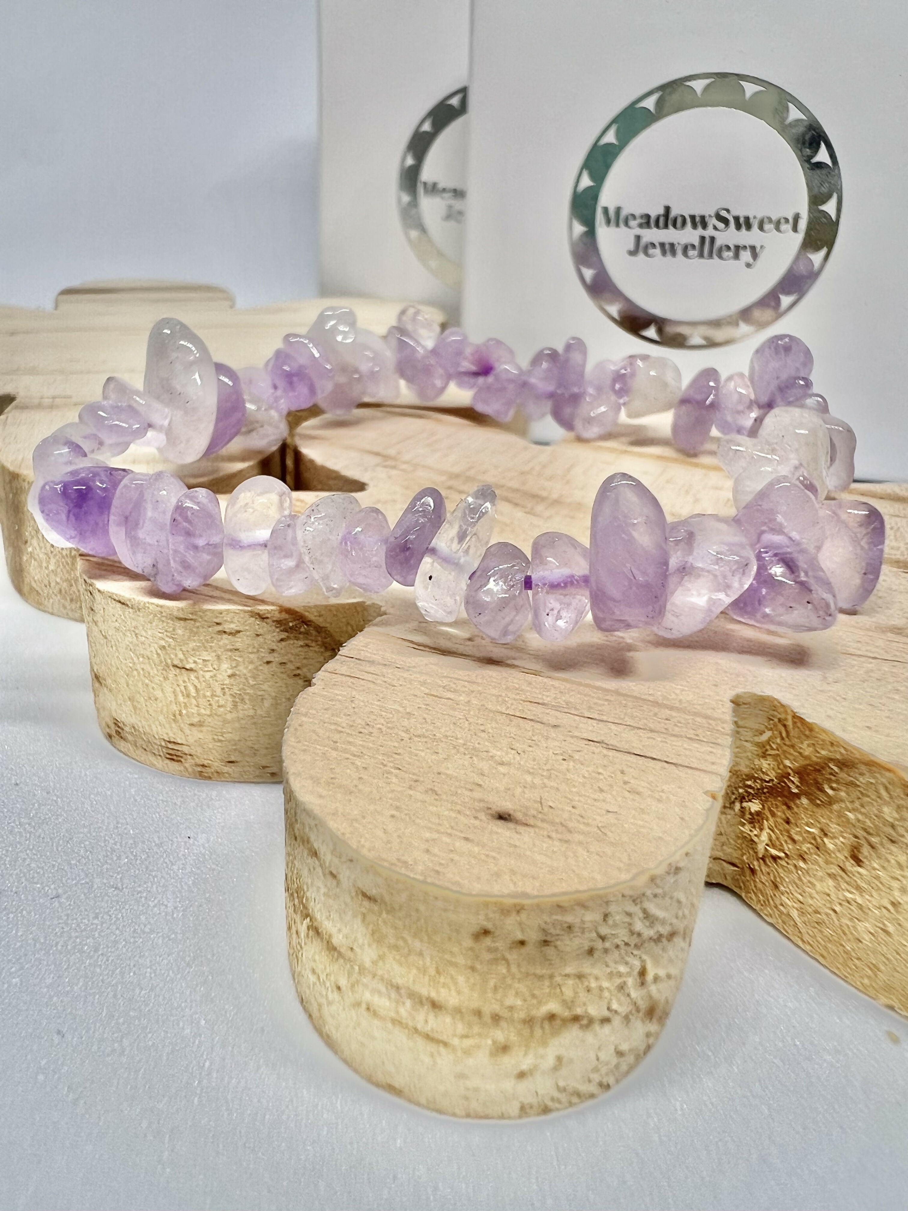 Lavender amethyst chip bracelet