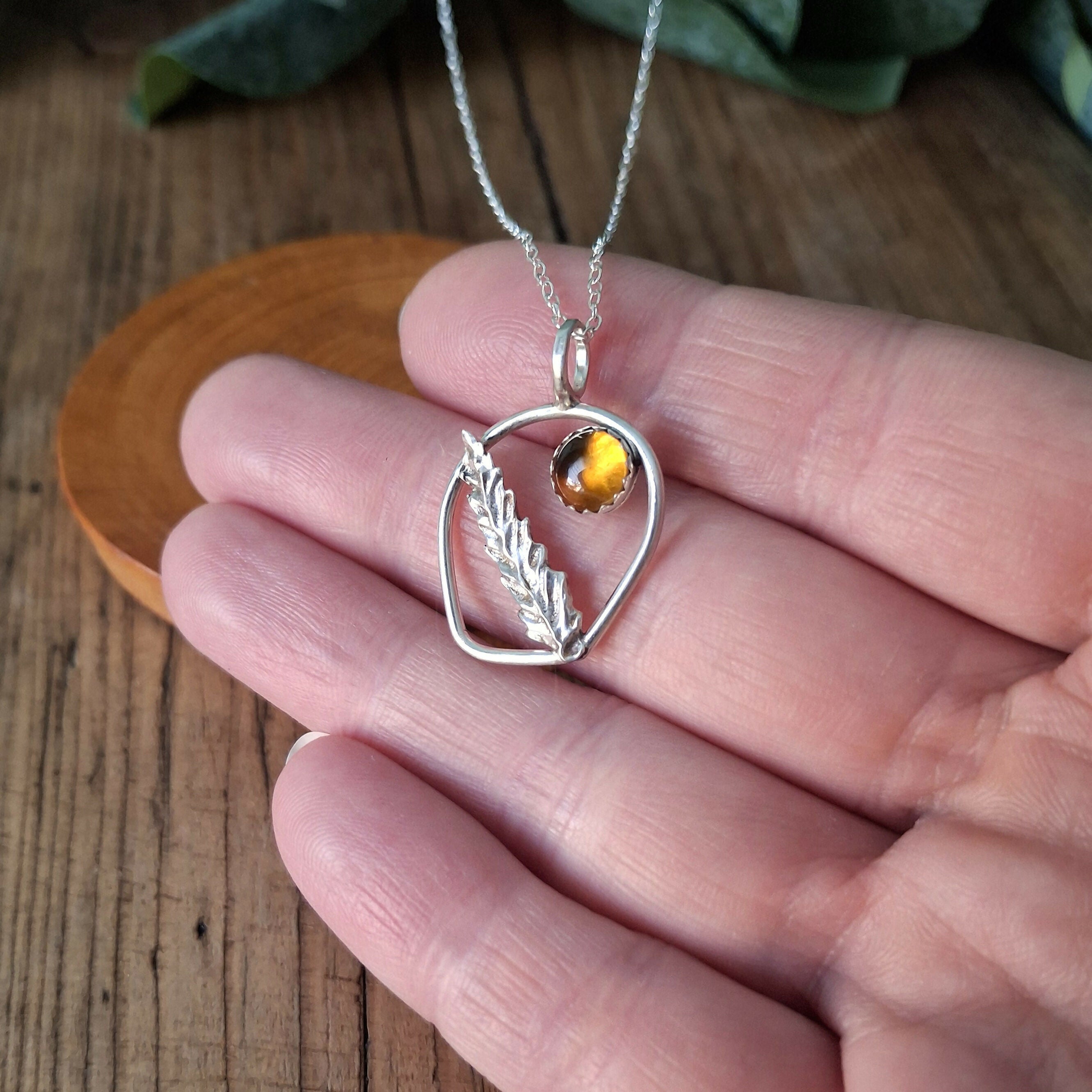 Handmade Wonky Silver Fern Leaf Frame Necklace