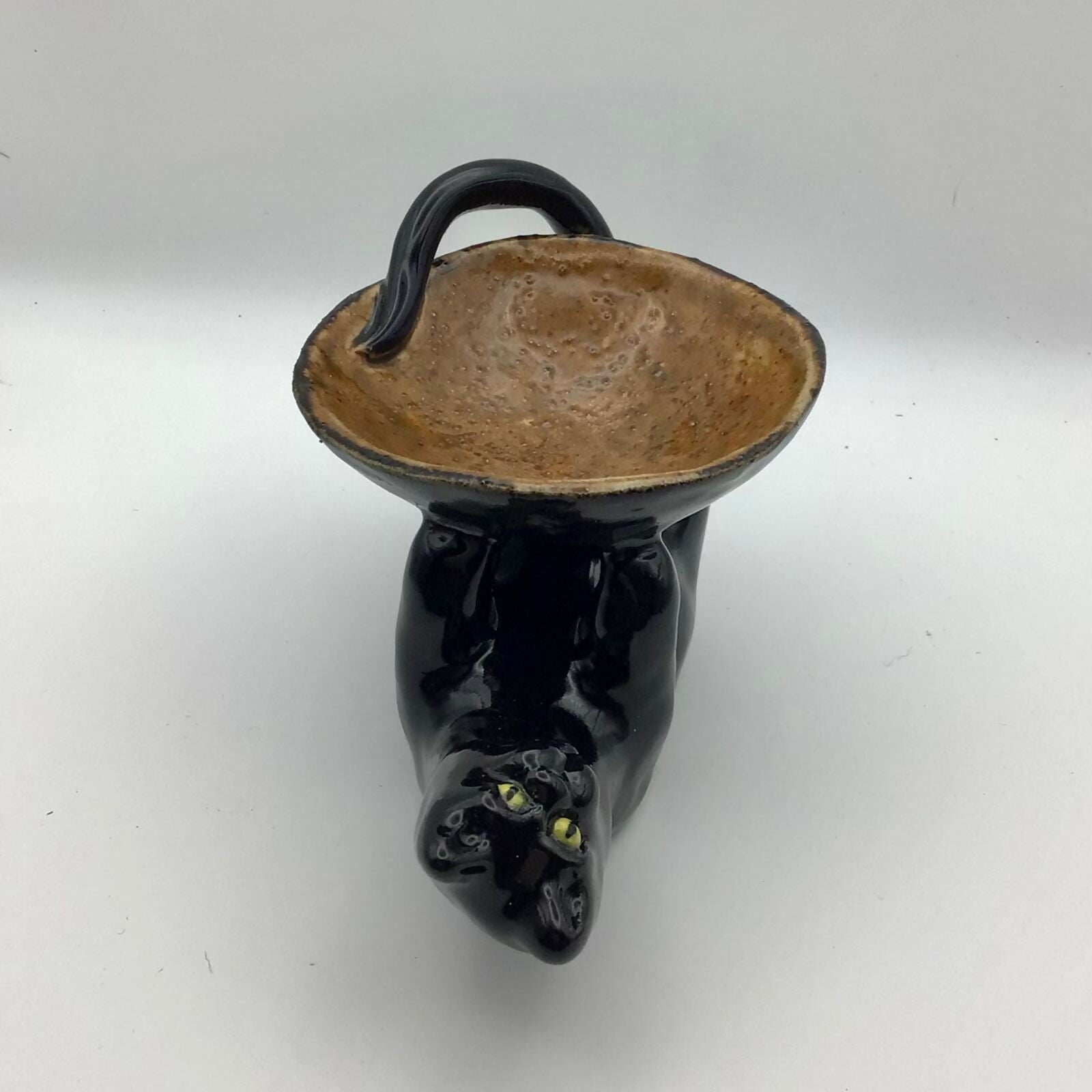 Lounging Black Cat Dish