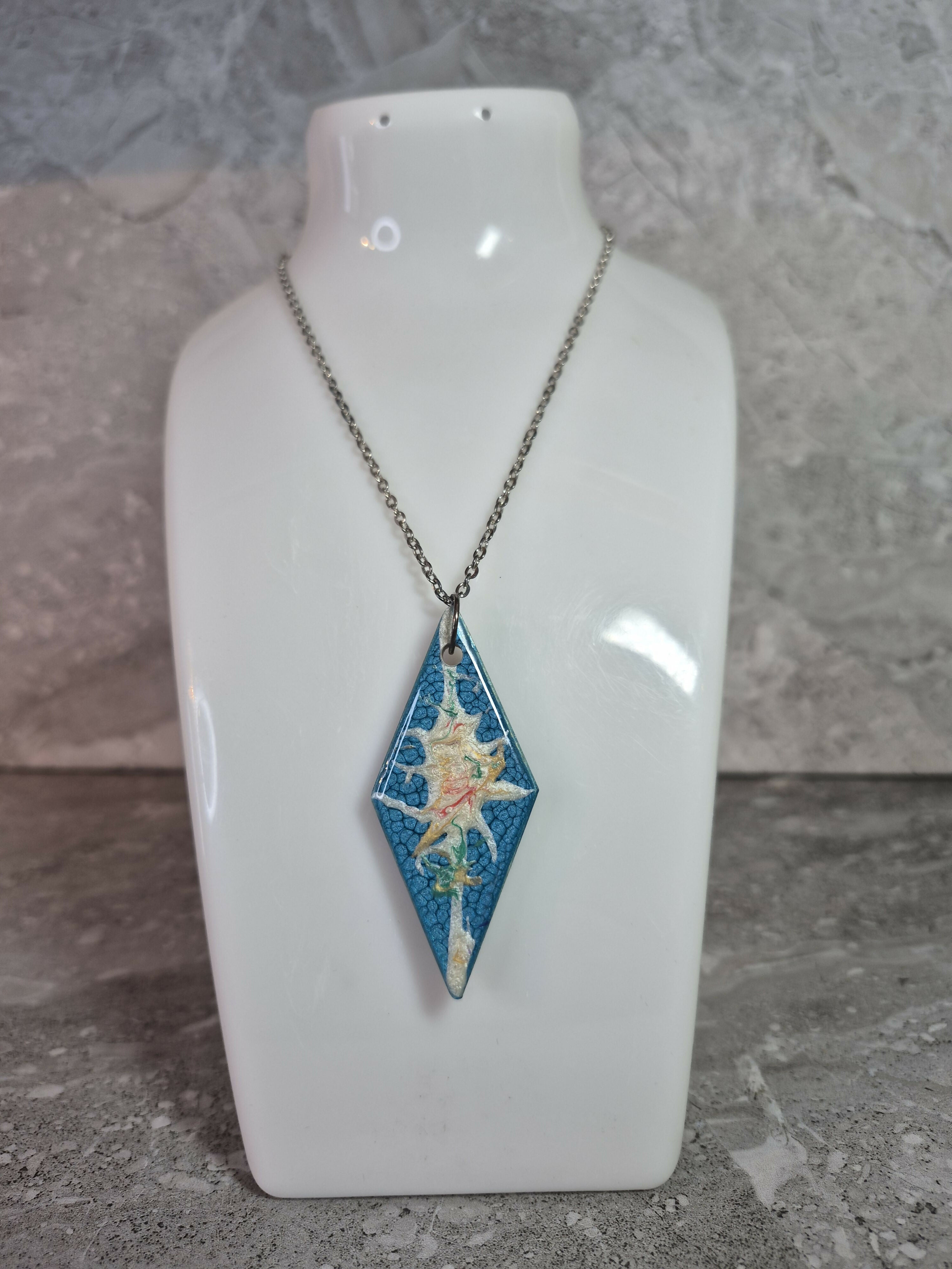 Unique Hand Made Double Sided Diamond Shaped Pendant