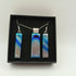 Silver and Blue Dichroic Pendant and Earring Set