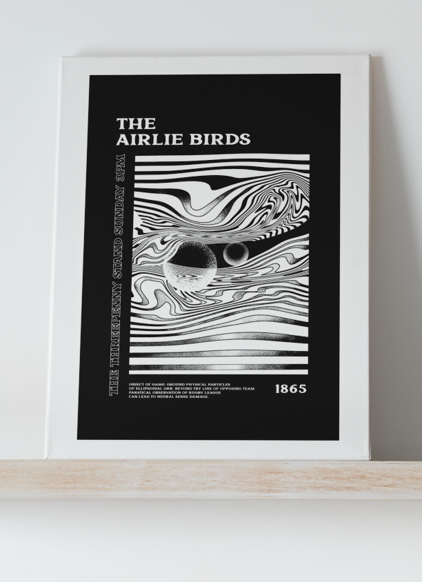 Hull FC Art Print PSYCHEDELIC Design in Black