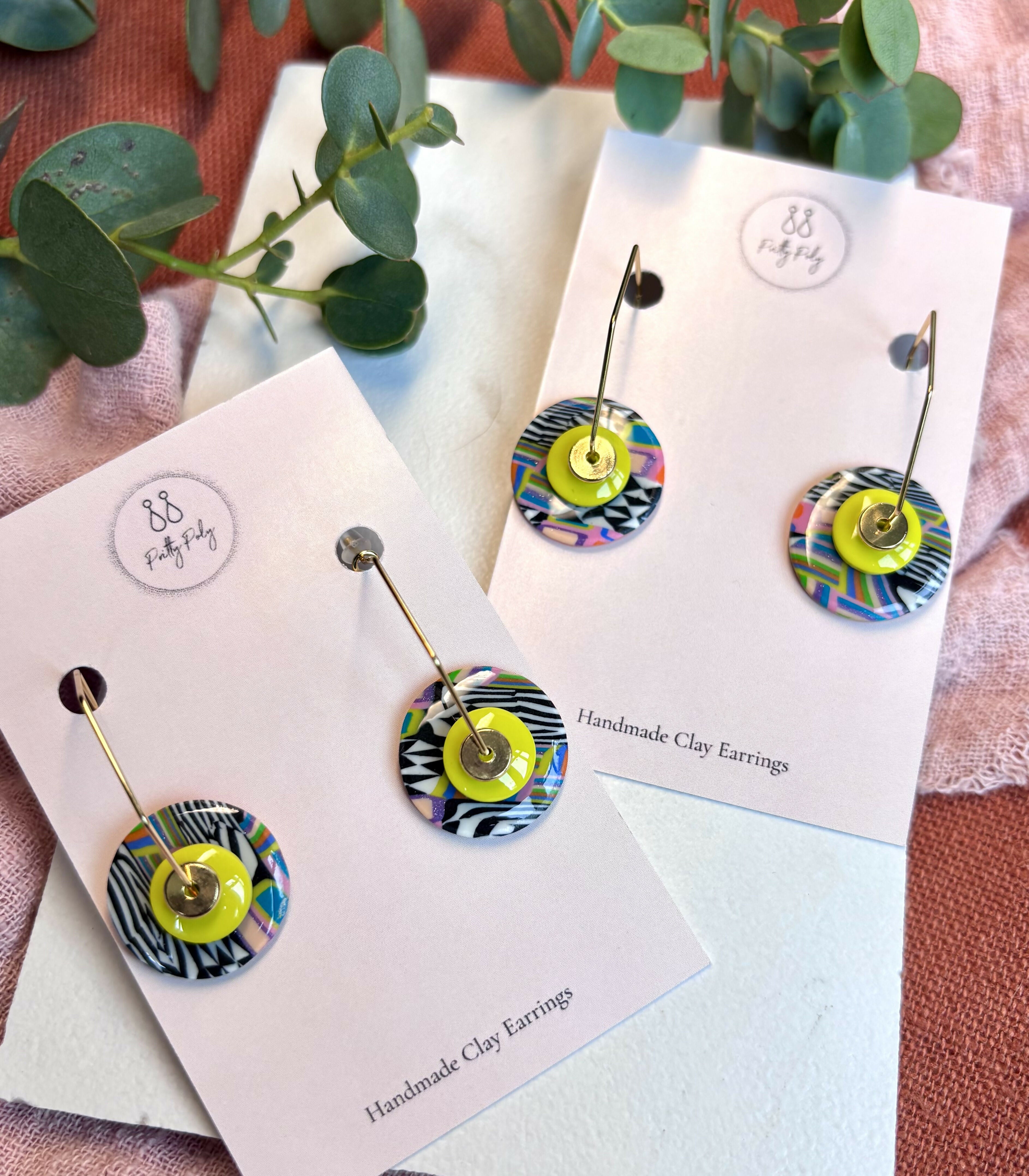 Funky Pattern Collection - Hoops Polymer Clay Earrings
